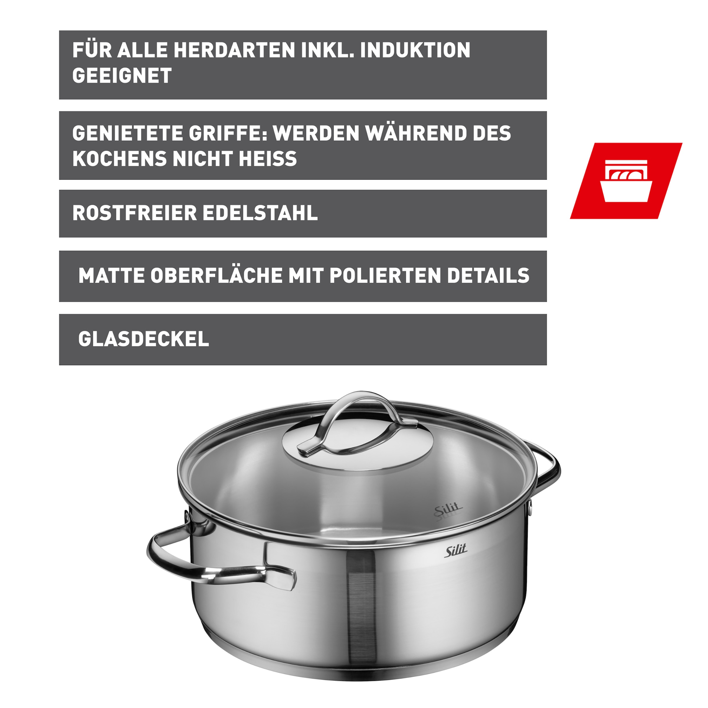 Silit Bratentopf »Achat« 2 Stk. tlg. Edelstahl 18/10