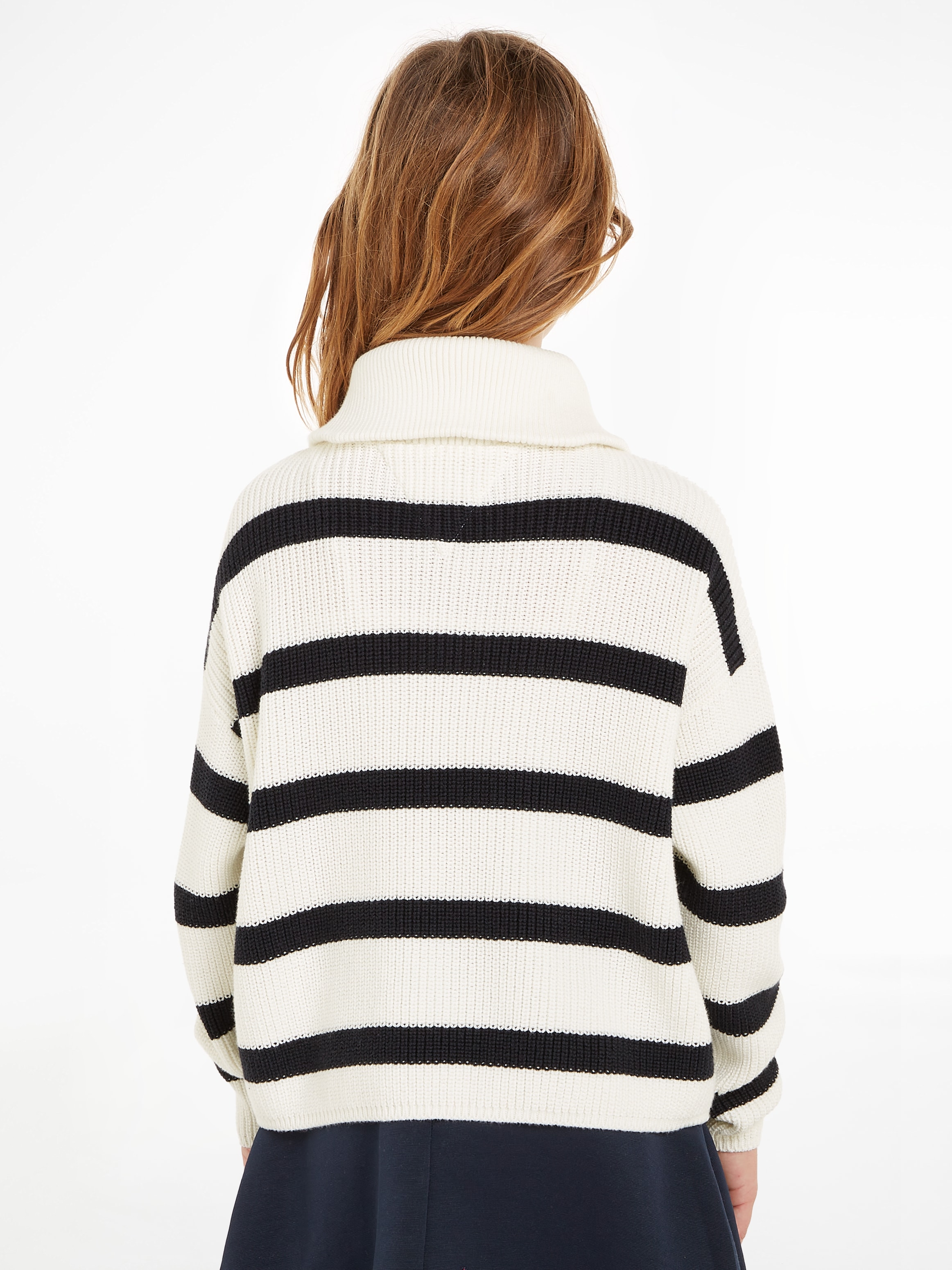 Tommy Hilfiger Troyer »STRIPE HALF ZIP SWEATER«, Kinder bis 16 Jahre mit Logoprägung