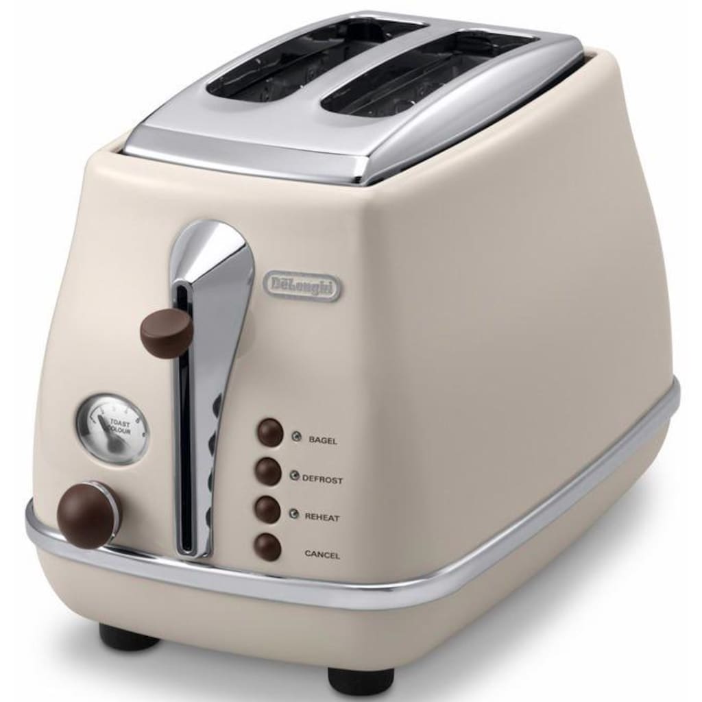 De'Longhi Toaster »Incona Vintage »CTOV 2103.BG««, 2 kurze Schlitze, 900 W