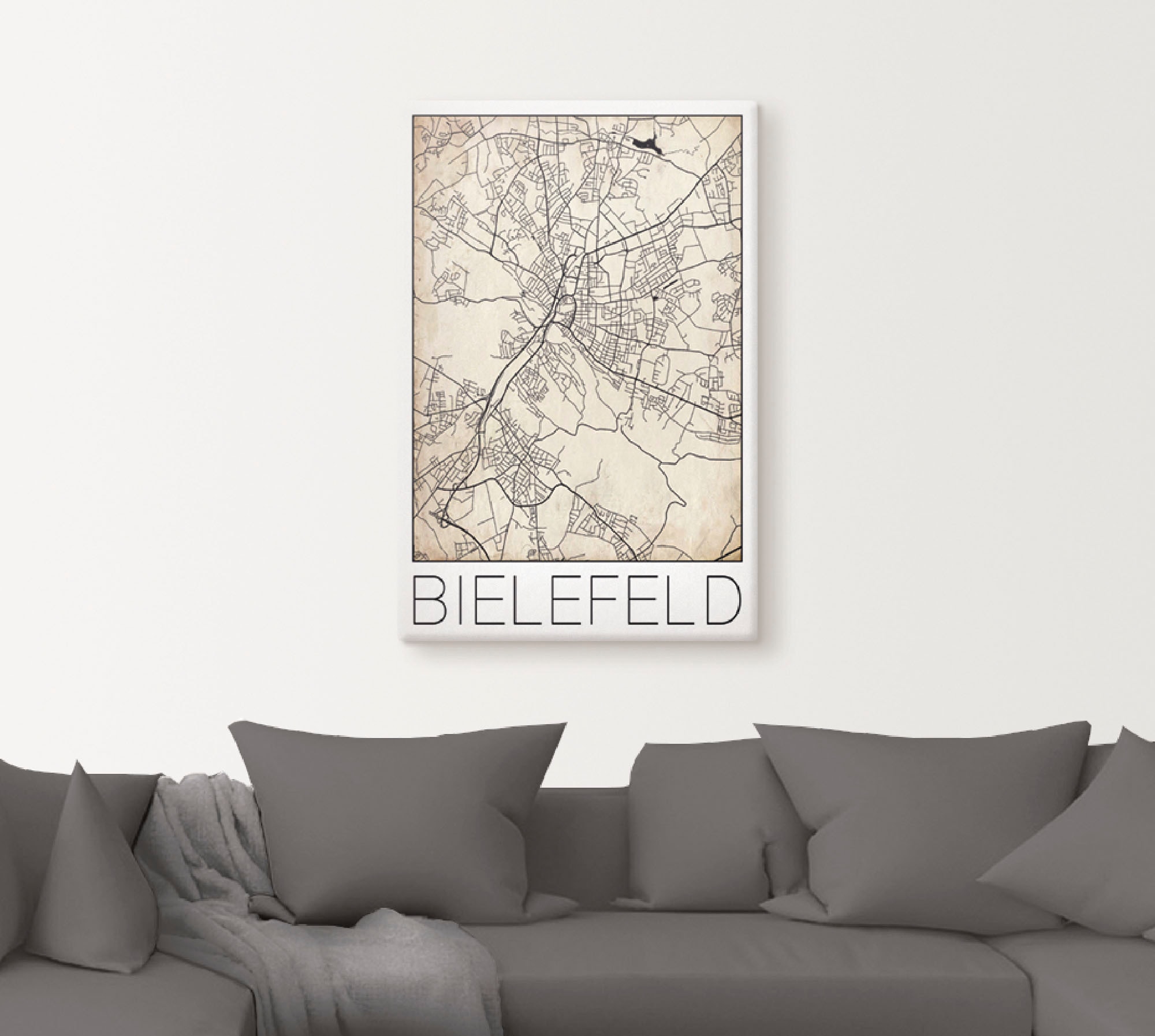 Artland Wandbild »Retro Karte Bielefeld Deutschland Grunge«, Deutschland, (1 St.), als Alubild, Leinwandbild, Wandaufkleber oder Poster in versch. Größen