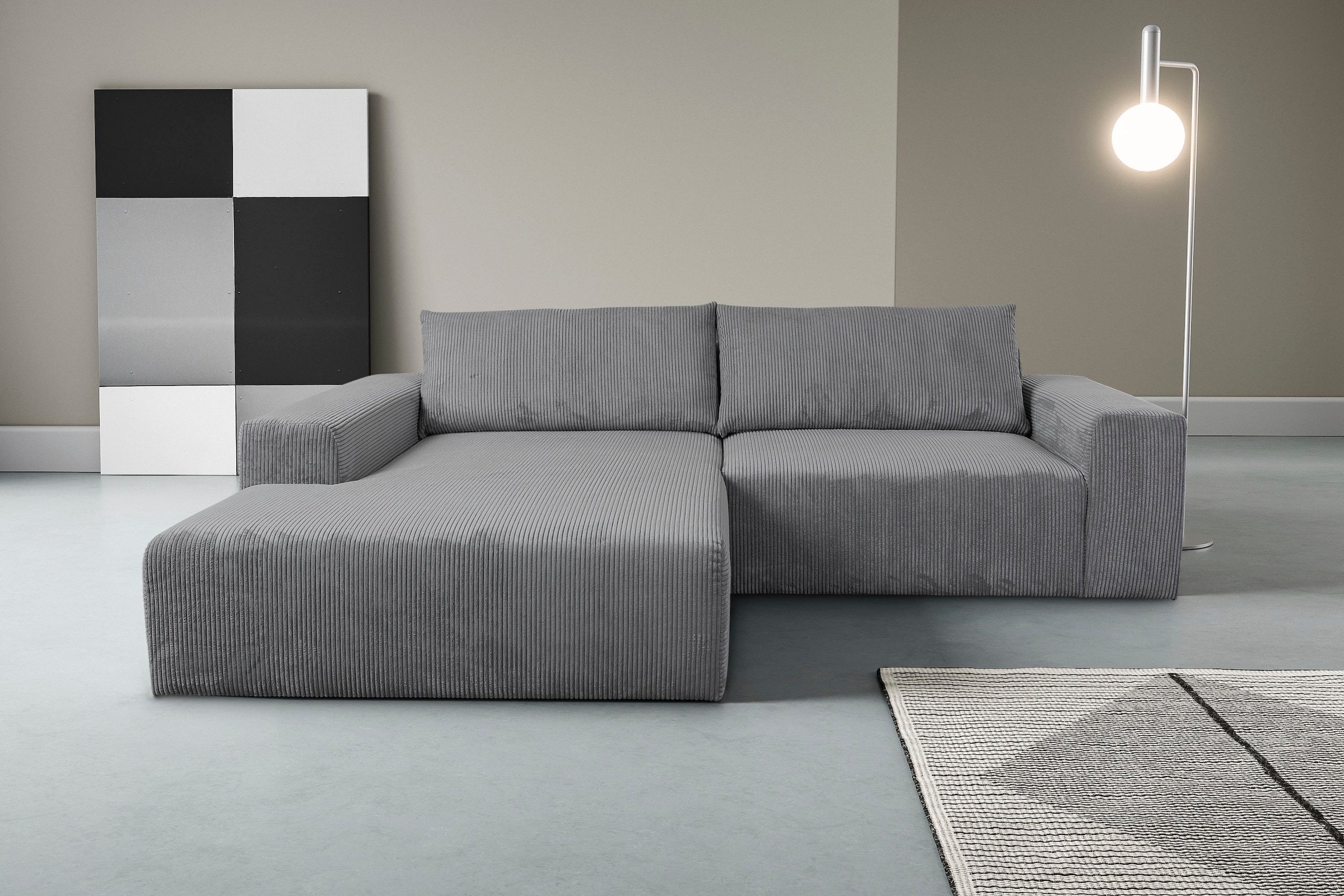 WERK2 Ecksofa »Rio, 262 cm breit, aktuelles Design, breite Armlehnen« Cord, L-Form