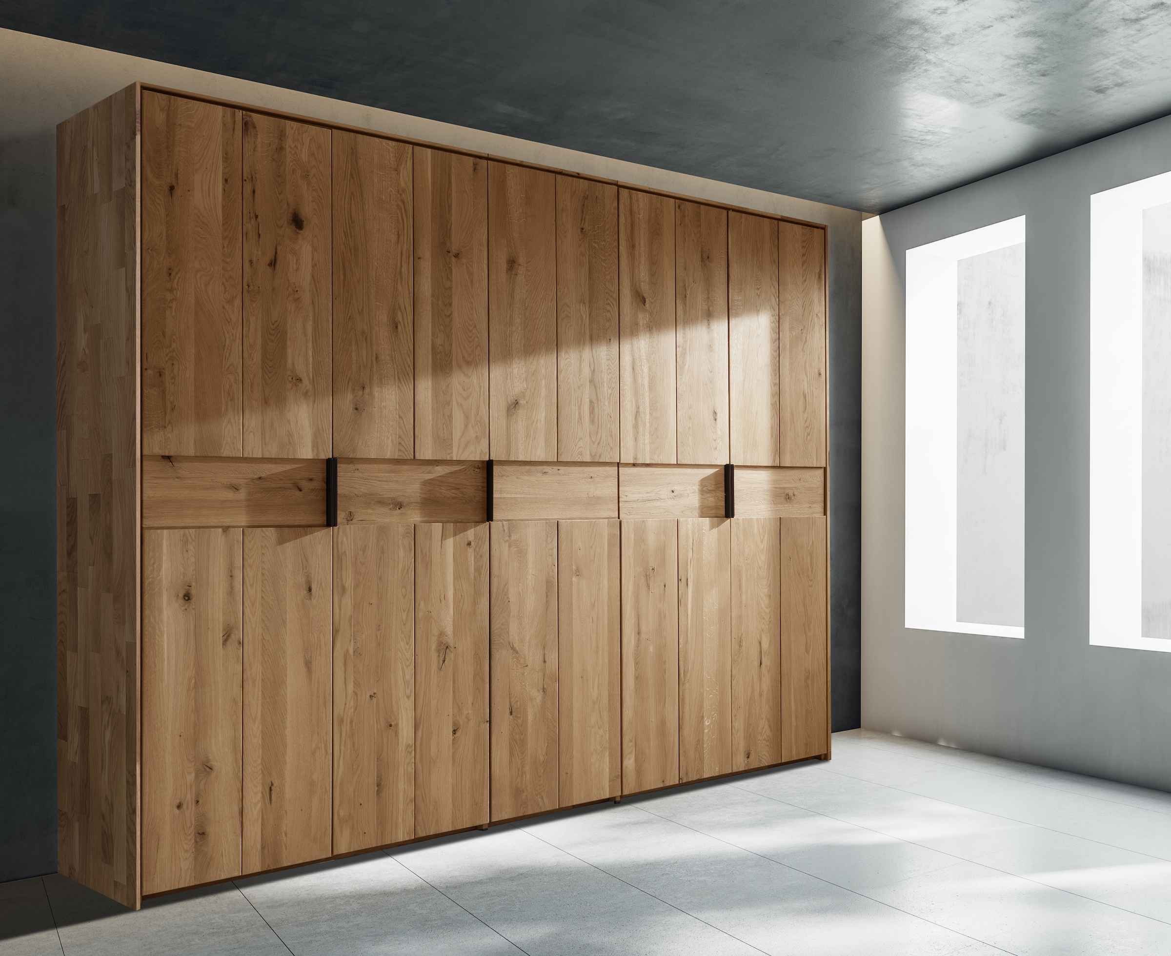 Home affaire Drehtürenschrank »Huven, Kleiderschrank, viel Stauraum, Aufbewahrung«, Massiv Eiche, unterschiedliche Schrankbreiten erhältlich "218cm Hoch"
