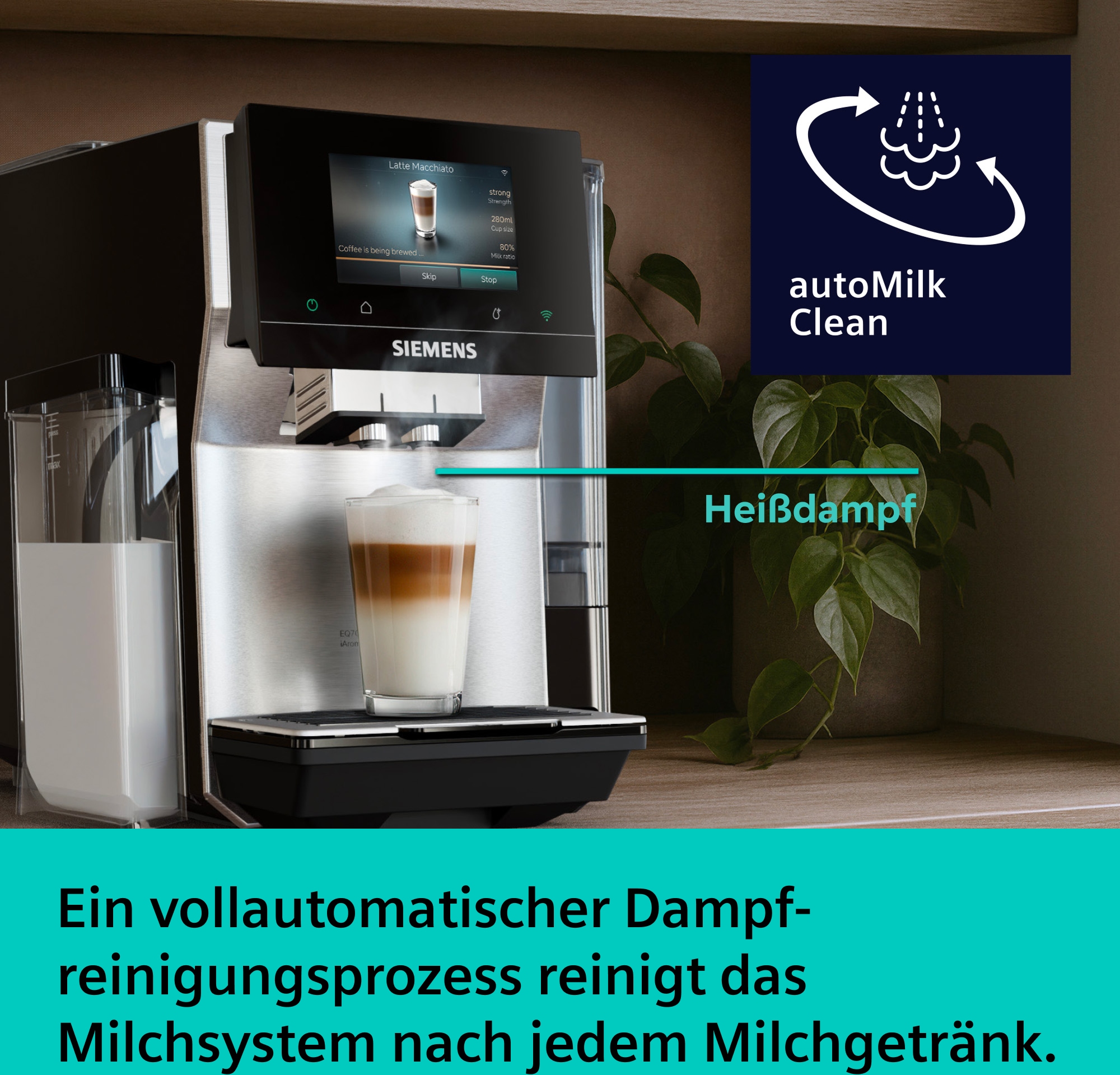SIEMENS Kaffeevollautomat »TQ727D03« farbiges Full-Touch-Display, Doppeltassenfunktion, sehr leise, schwarz