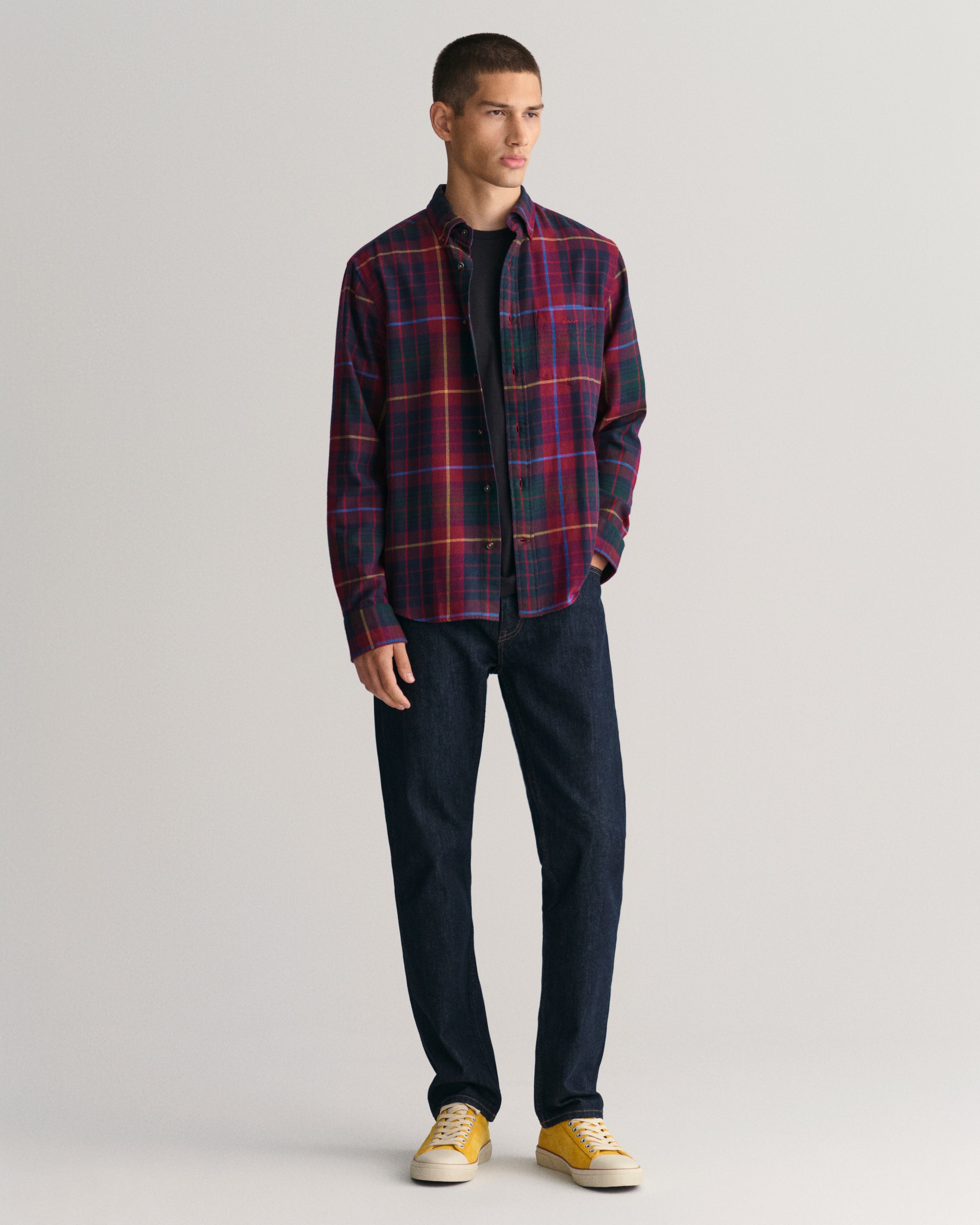 Gant Langarmhemd »Regular Fit Flannel Kariert dicker pflegeleicht warm«