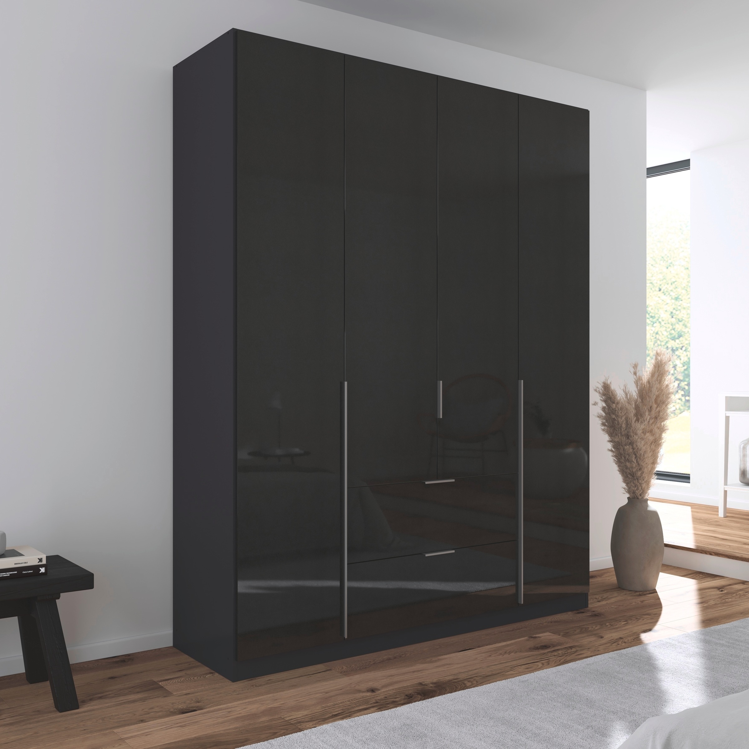 rauch Drehtürenschrank »Kleiderschrank Schrank Garderobe AGORDO mit Dekor- oder Hochglanzfront«, (in zwei Griff-Farben mit Dekor- oder Hochglanzfront), mit Außenschubkästen, in 6 Breiten und 2 Höhen MADE IN GERMANY