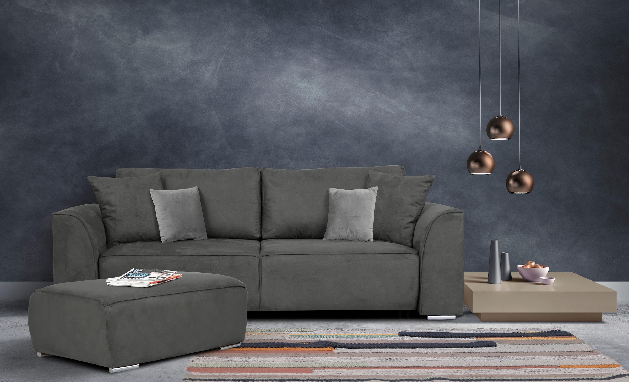 INOSIGN 3-Sitzer Beatrice Schlafsofa, wahlweise auch mit Bettfunktion und Bettkasten, incl. 2 Zierkissen