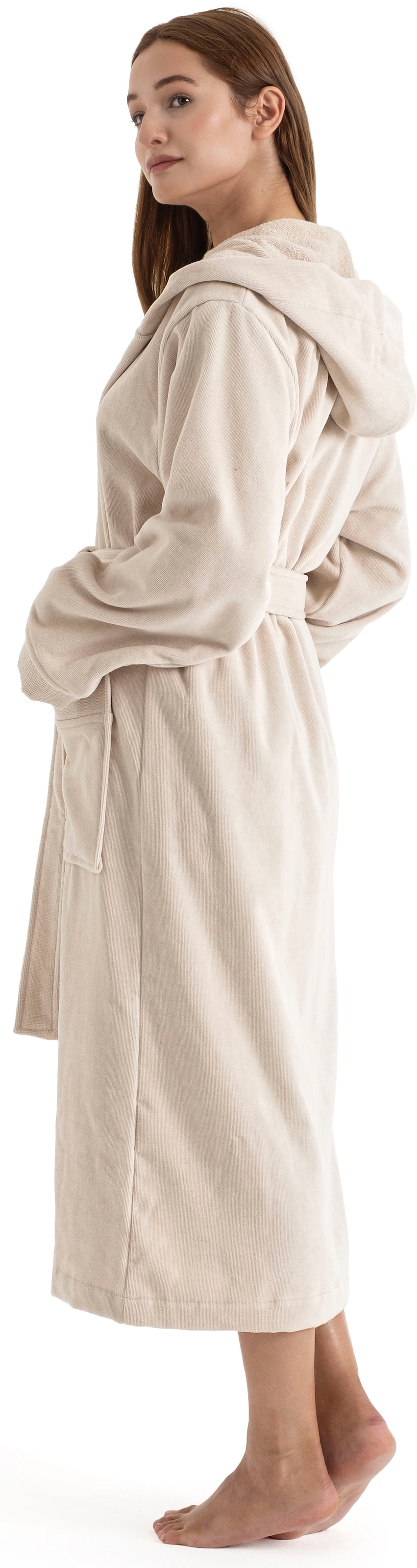 OTTO home Unisex-Bademantel »Fenya, 330 g/m², Premium, Hotelbademantel, Morgenmantel,  Sauna & Spa« 1 Stk. Reißverschlusstaschen, weich mit GRATIS-Zugabe: 1x Duschtuch 70x140 cm