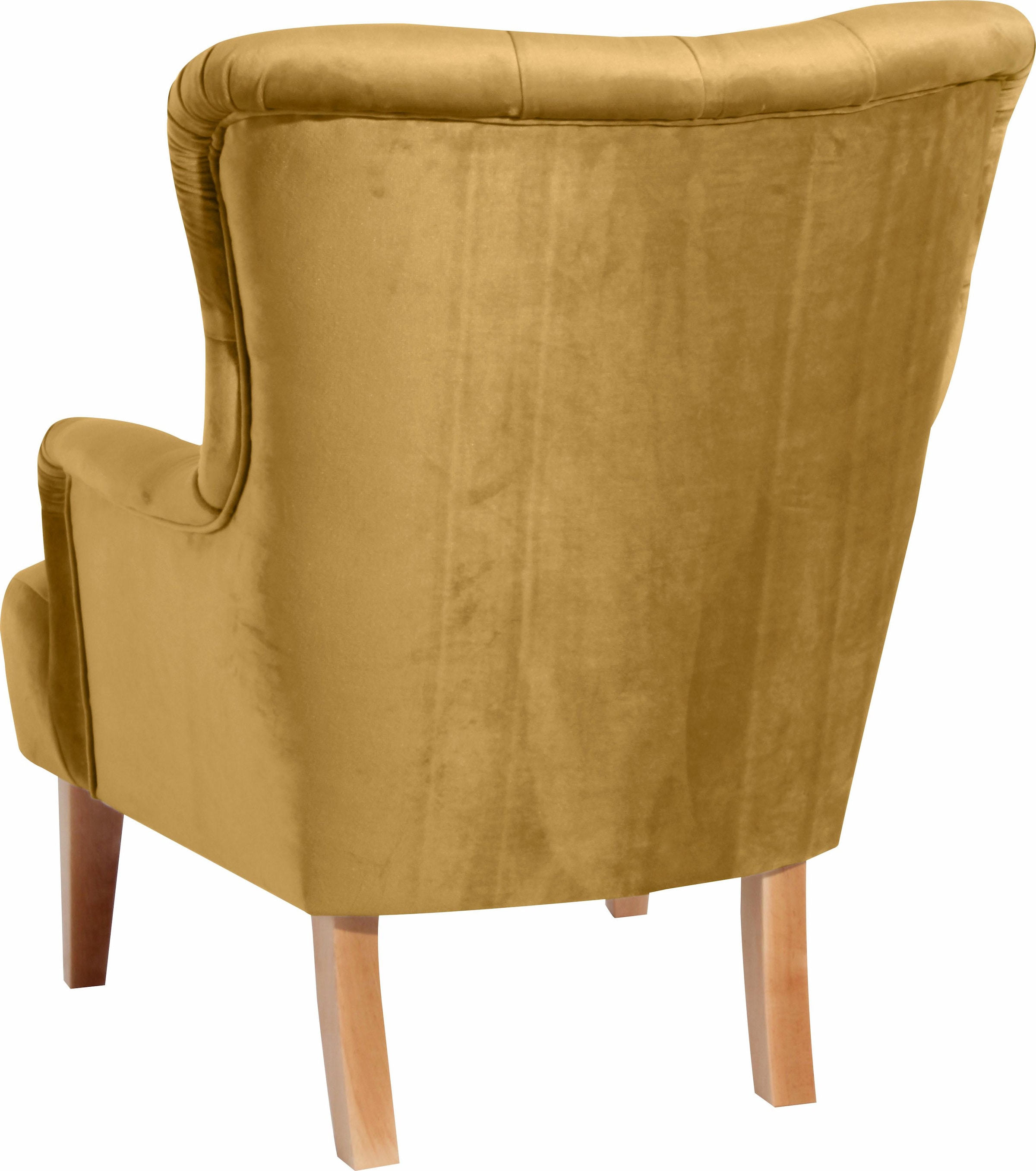 Max Winzer® Chesterfield-Sessel »Bradley, Loungesessel, Chesterfield Optik in aktuellen Farben, bequem« hohe Rückenlehne mit edler Knopfheftung, Retro und modern, hoher Fuß