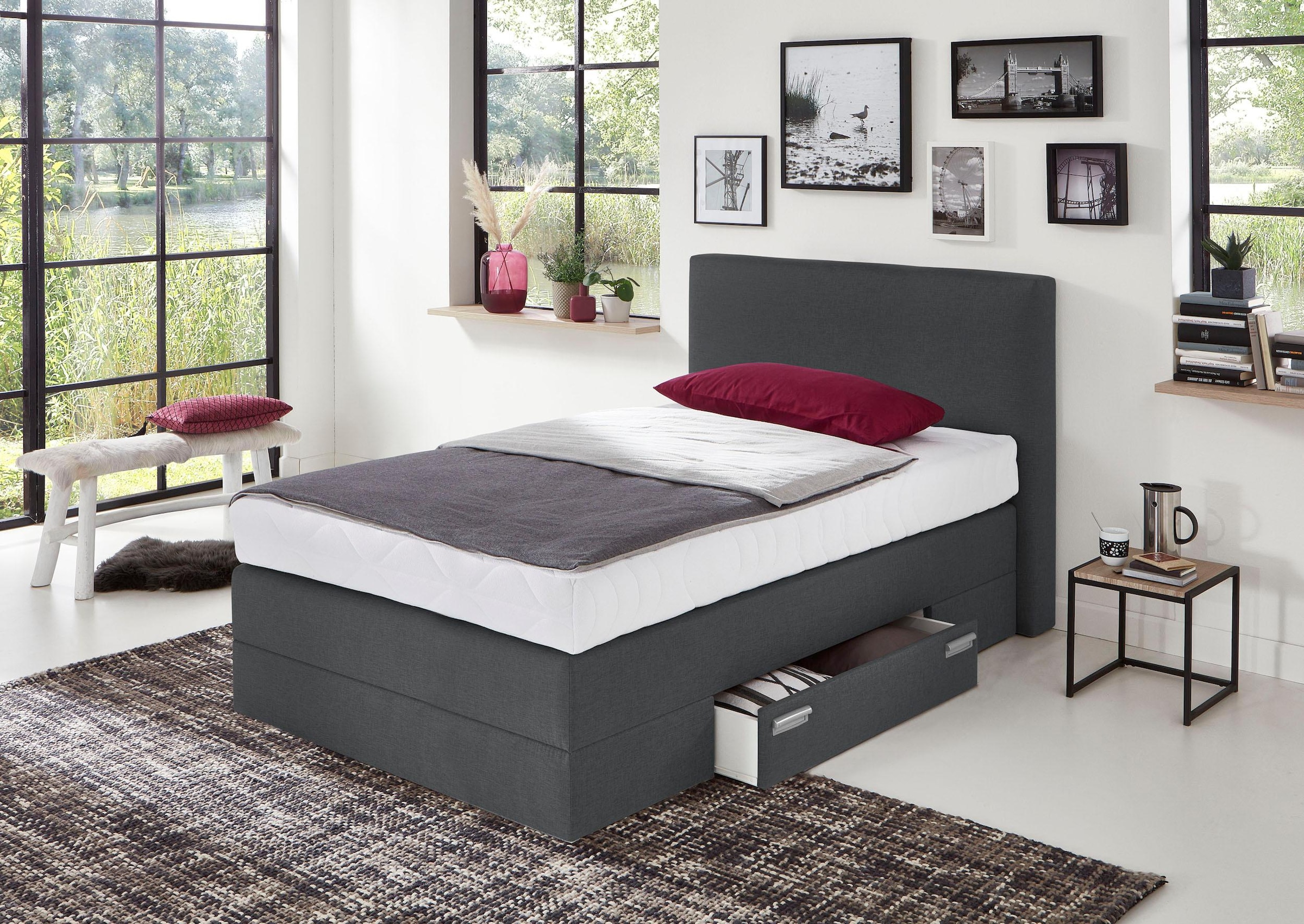 Westfalia Schlafkomfort Boxspringbett, mit Schubkästen und Zierkissen
