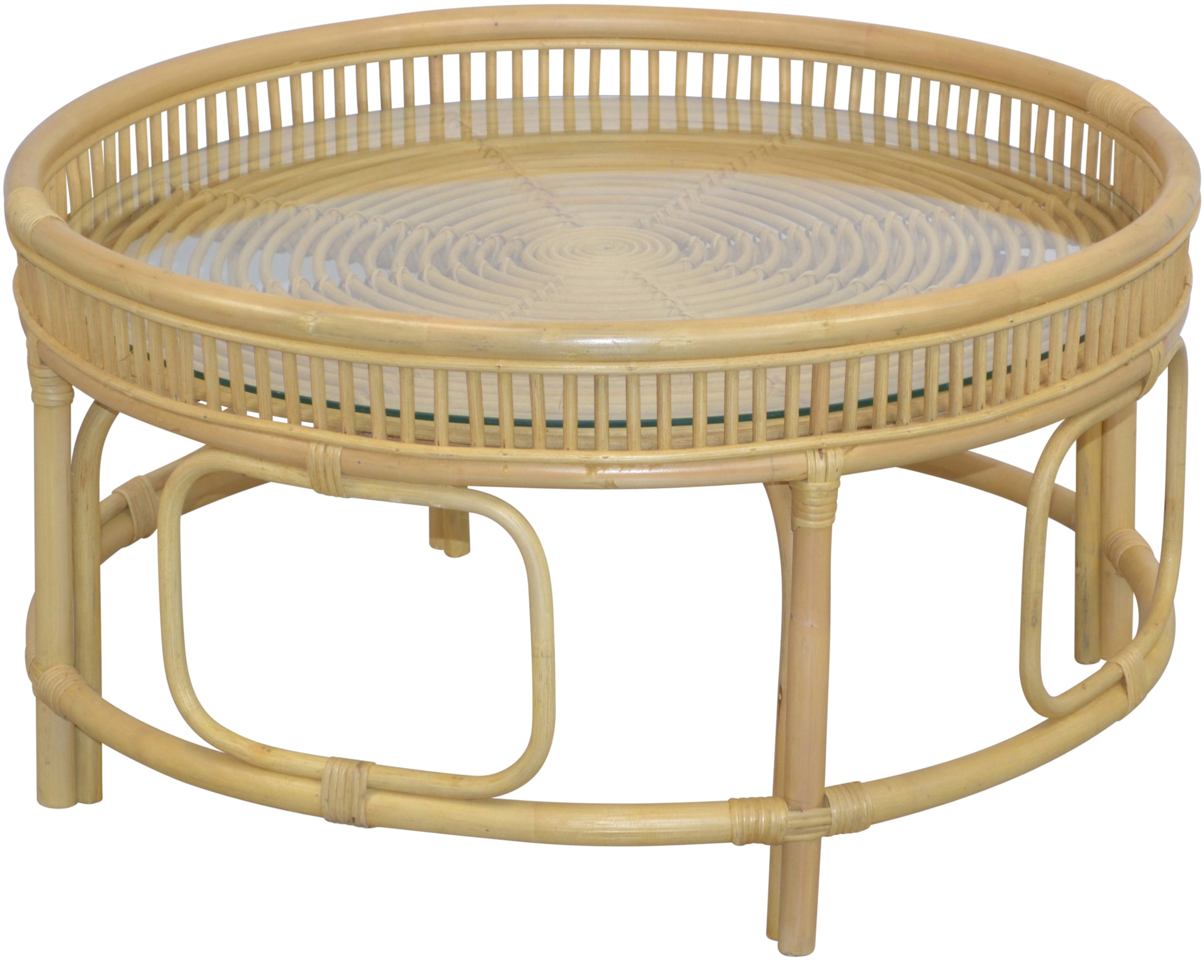 HOFMANN LIVING AND MORE Couchtisch, Rattan-Couchtisch mit oder ohne Glasplatte lieferbar