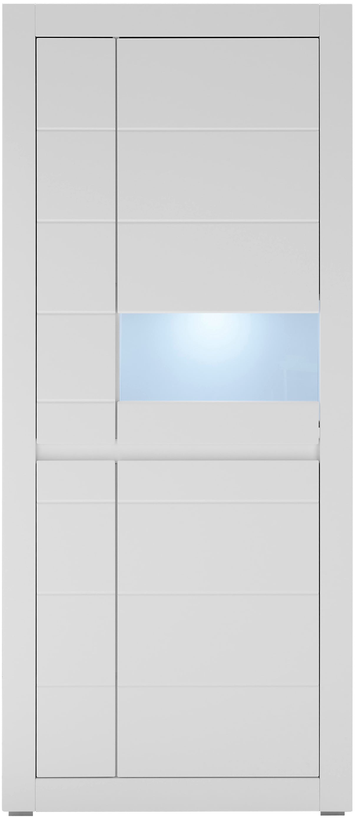 INOSIGN Vitrine »Chester, Hochschrank mit Stauraum, Glasvitrine, Anrichte, Weiß Matt«, (1 St.), austauschbare Blende in der Griffleiste, zeitloses Design, 85 cm breit