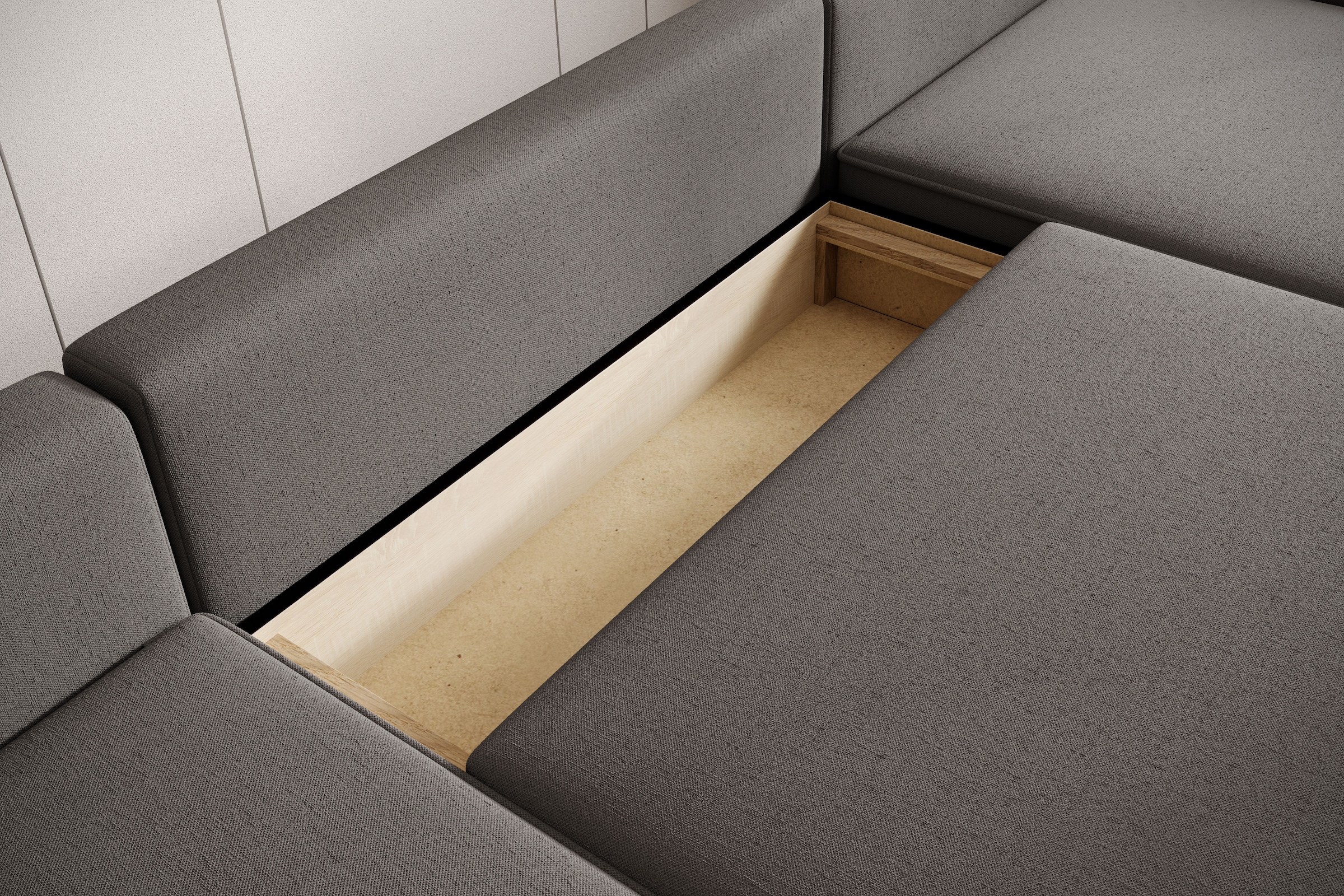 TRENDMANUFAKTUR Wohnlandschaft »Challenge, Schlafsofa mit Bettkasten, Couch in U-Form, Breite 333 cm«, XXL Sofa mit Bettkasten & Schlaffunktion, auch in trendigem Cordstoff