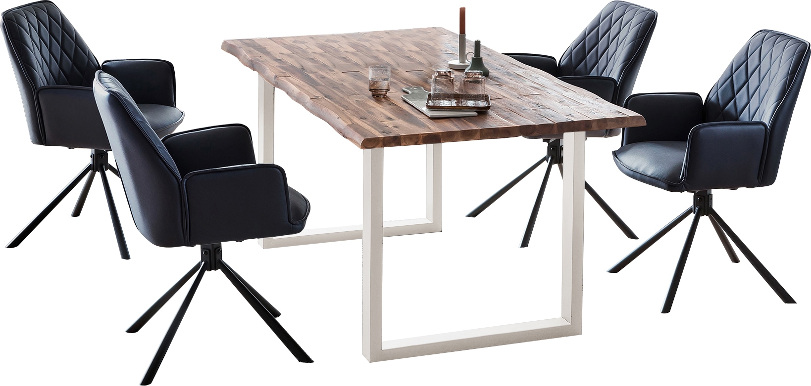 SalesFever Essgruppe, (Set, 5 tlg.), Stühle mit 360 Grad Drehplatte unter der Sitzfläche