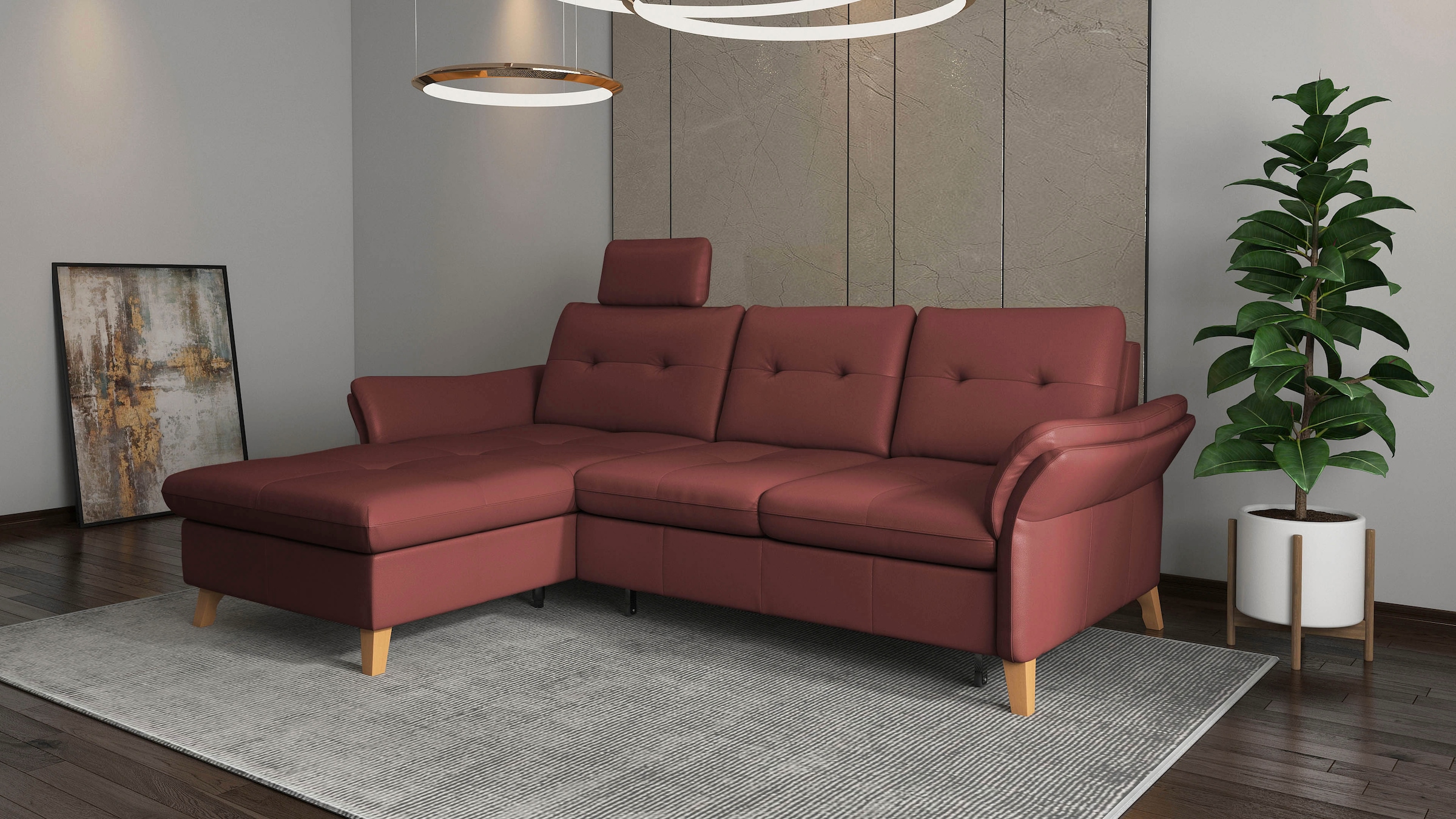 sit&more Ecksofa »Göteborg«, Sitztiefenverstellung und Federkern, wahlweise mit Bettfunktion