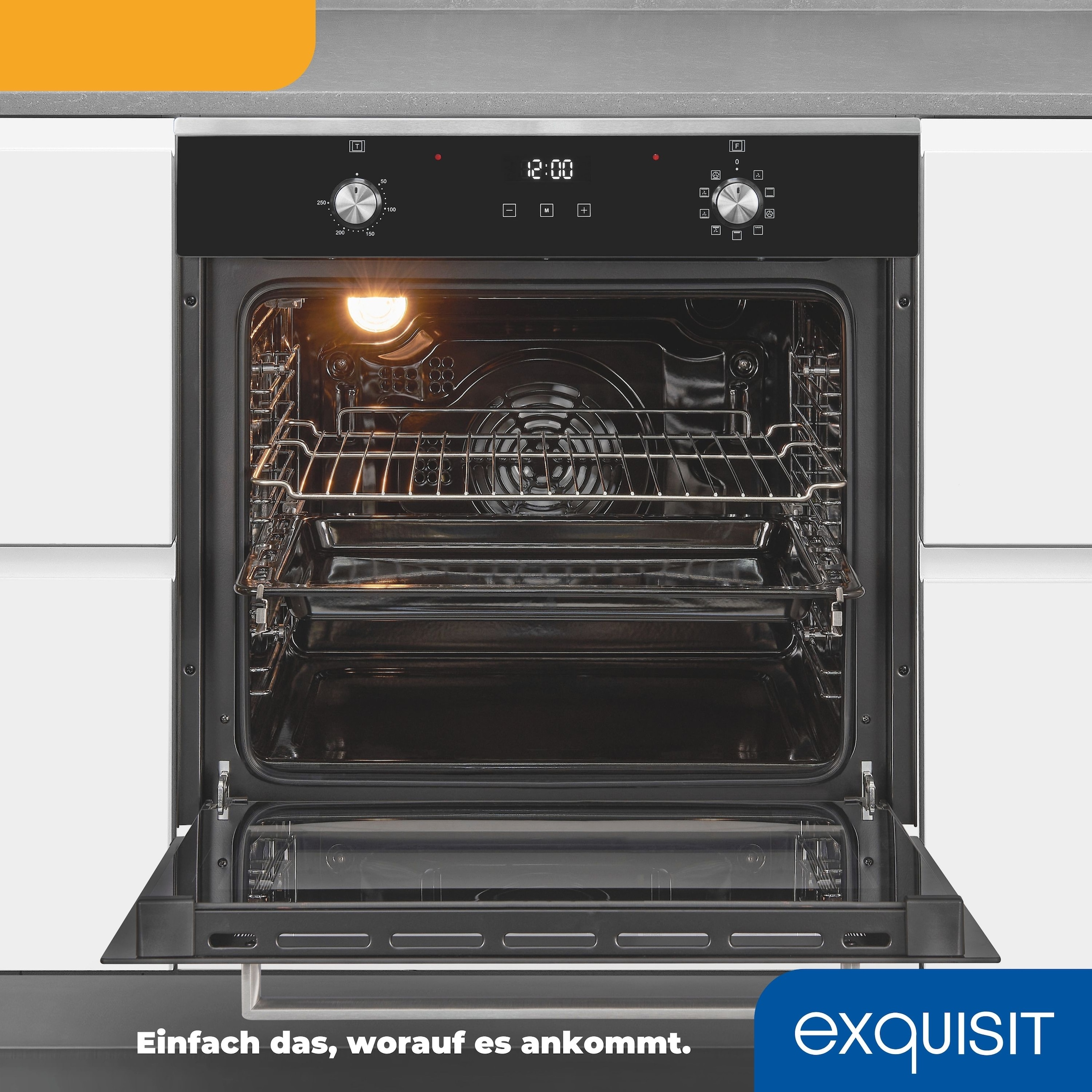 exquisit Backofen  »EBE76-9-H-020 inox«, mit 1-fach-Teleskopauszug