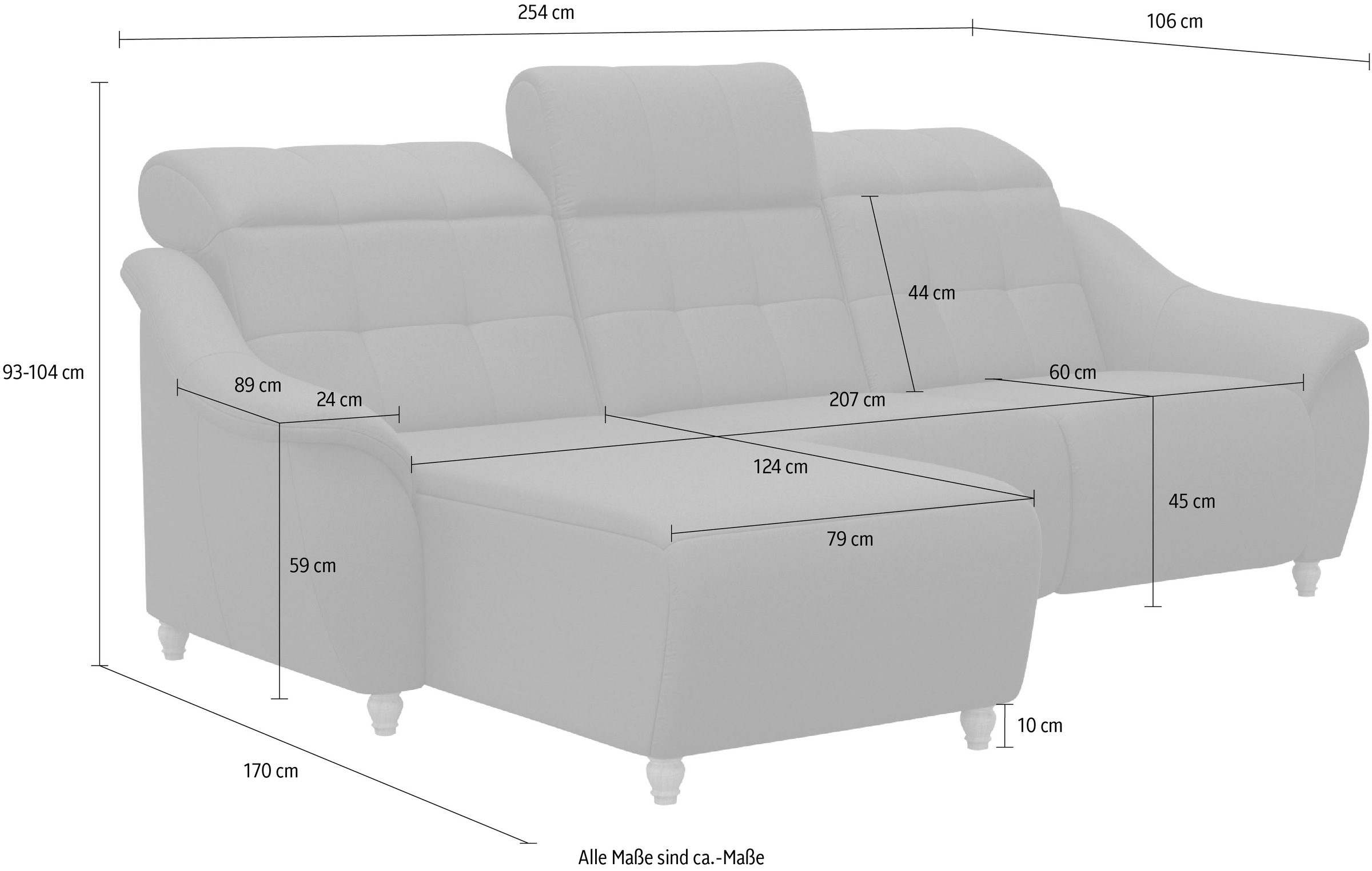 Home affaire Ecksofa »Boston L-Form« Kopfteilverstellung an jeder Sitzfläche, wahlweise Relaxfunktion