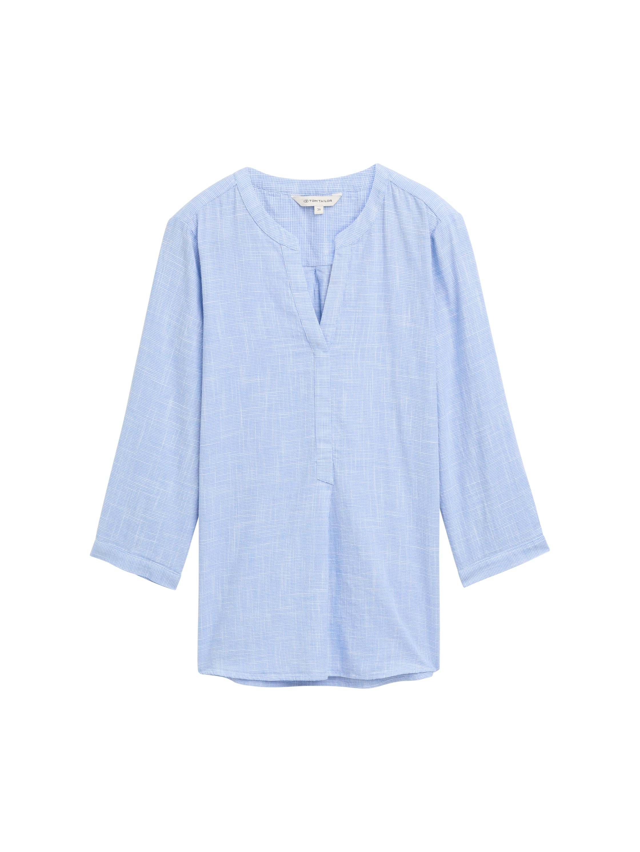 TOM TAILOR Klassische Bluse, mit geschlitztem Rundhalsausschnitt