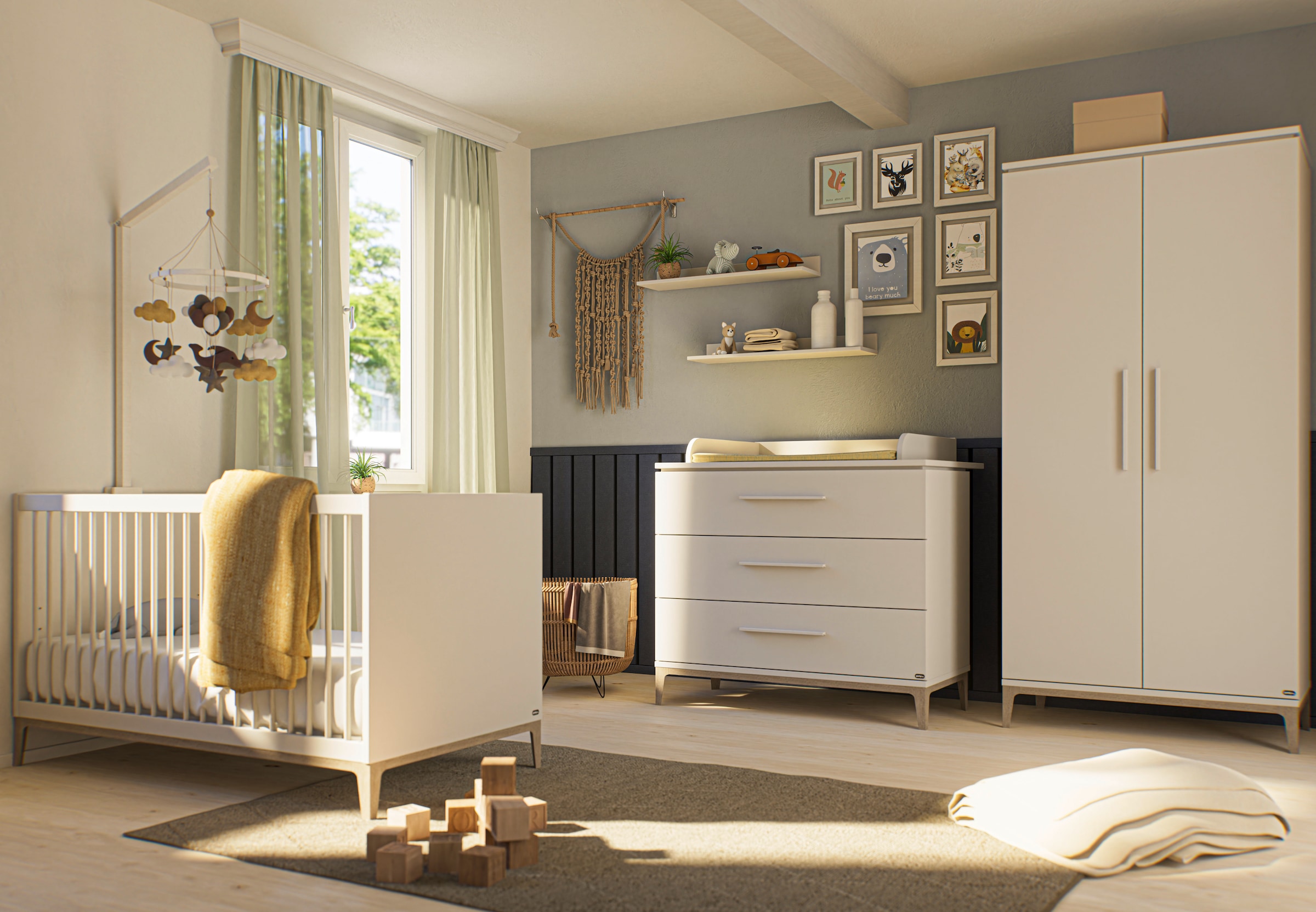 PAIDI Babybett »CUTIE LEA in Weiß, verschiedene Größen, Kinderbett« Off-White, Massivholz-Sprossen, 4-fach höhenverstellbares Gitterbett