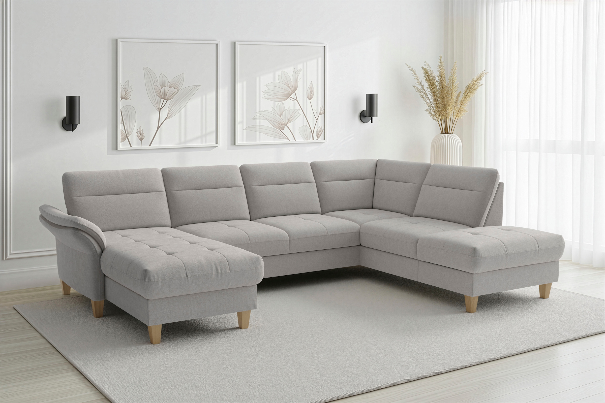 sit&more Wohnlandschaft »Pamela U-Form, B: 292 cm, optional Schlaffunktion & Armteilverstellung« mit Federkern