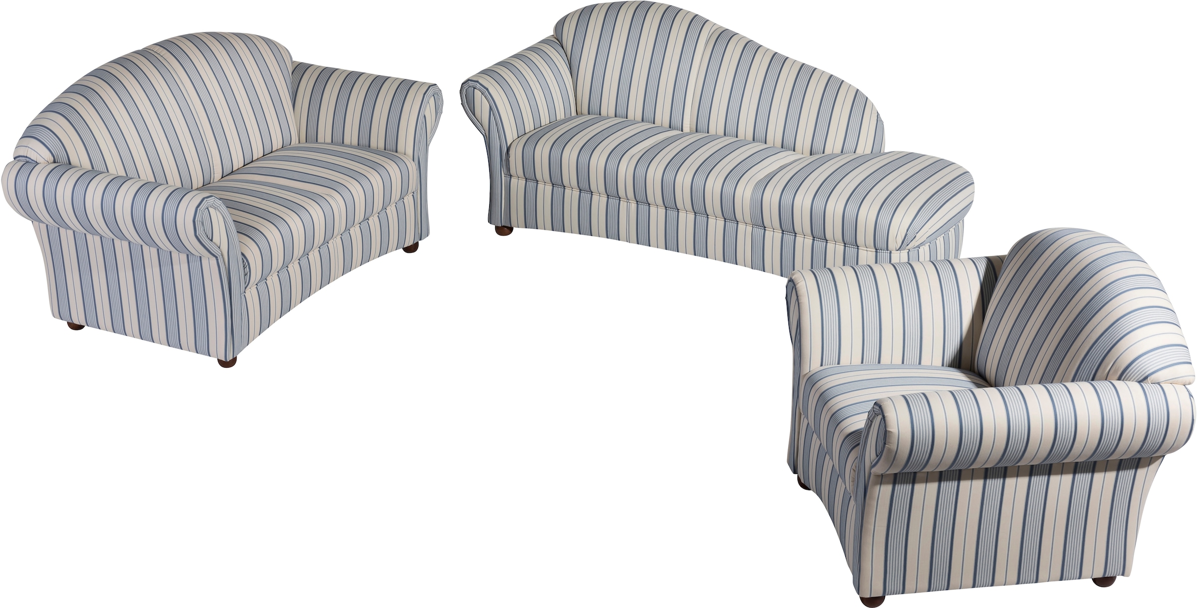 Max Winzer® 2-Sitzer »Caros, klassisch modernes Sofa im Landhausstil, mit hohem Sitzkomfort«, Retro, bequem durch Federkernunterfederung, Streifendesign