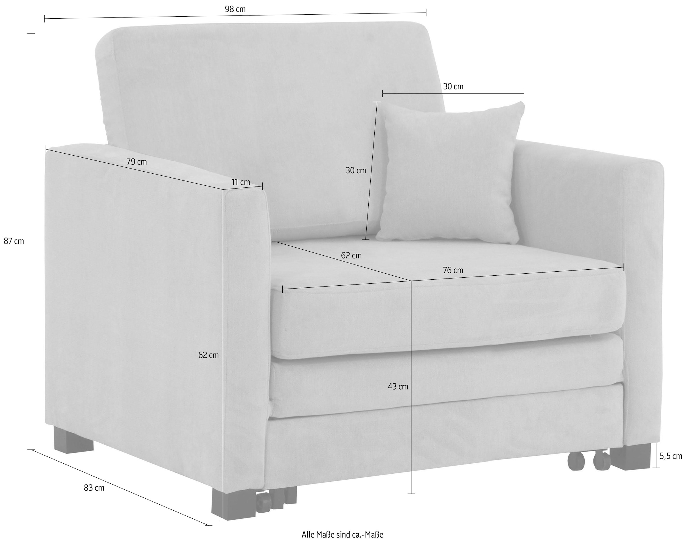 »Mexico«, Sessel mit ausziehbarer B/T/H: Schlaffunktion, Home affaire 98/83/87 cm OTTO bei