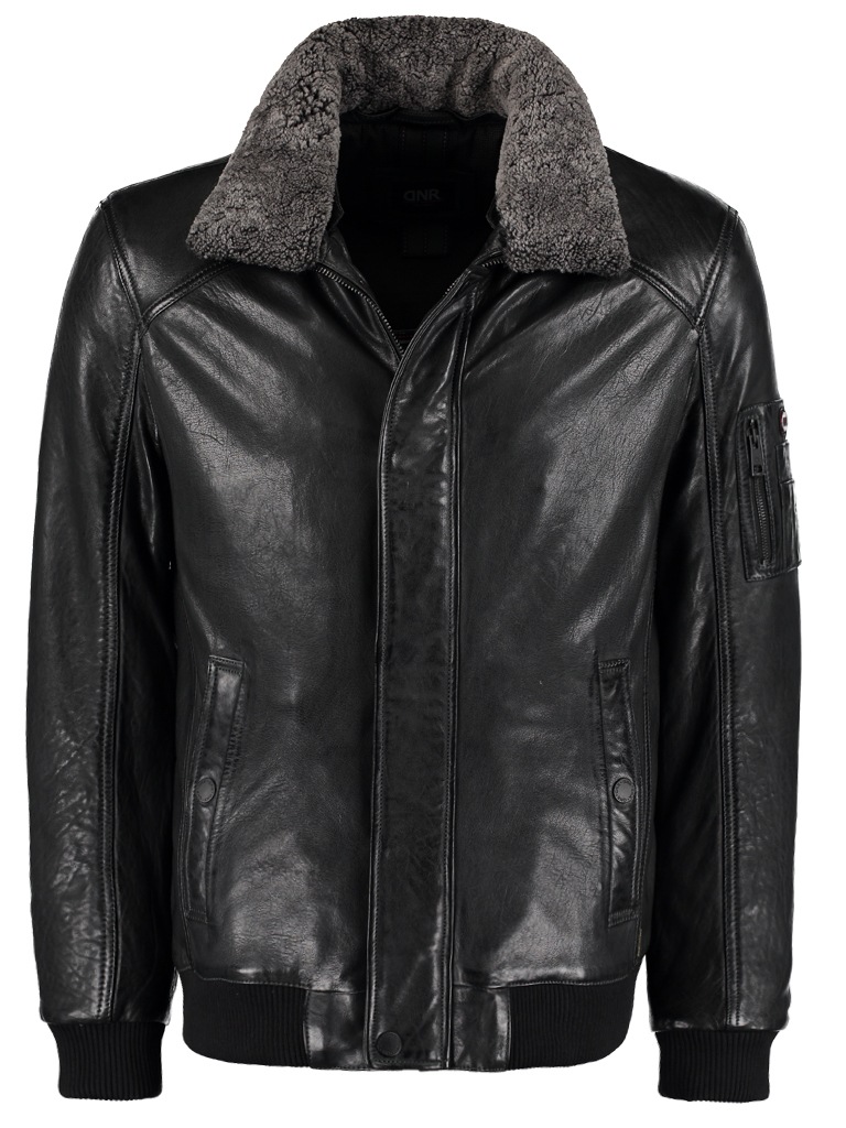 DNR Jackets Lederjacke, mit Kontrastfutter und Reißverschluss