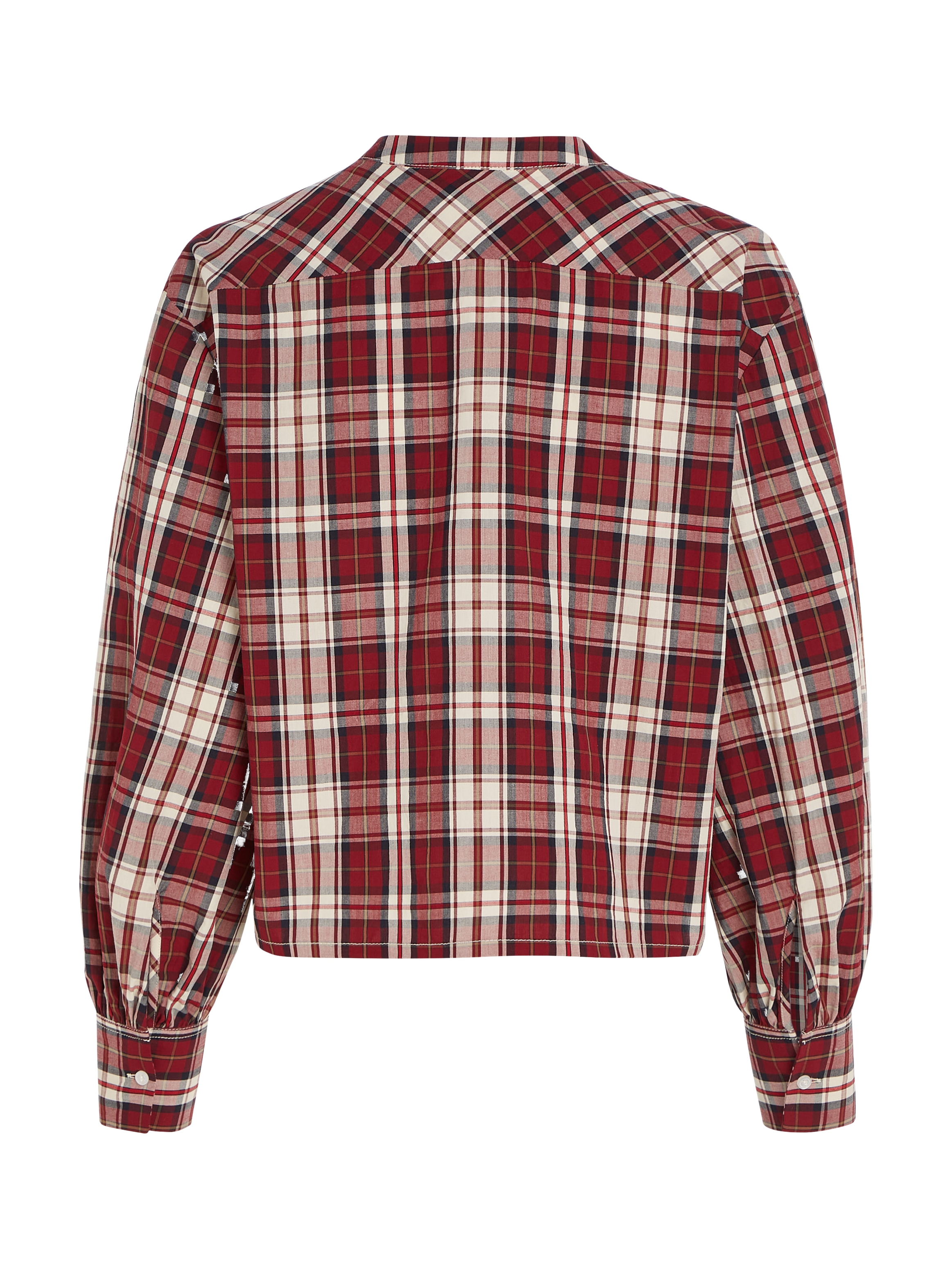 Tommy Hilfiger Langarmbluse »TARTAN CO COLLARLESS SHIRT«, mit Metalllabel