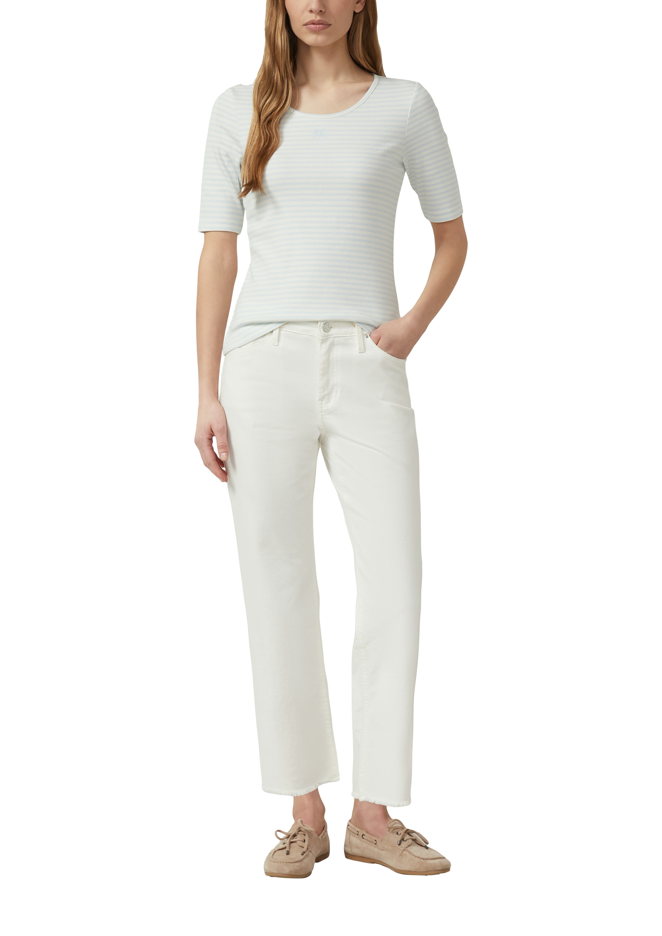 s.Oliver Rundhalsshirt Sommershirt mit feinen Streifen