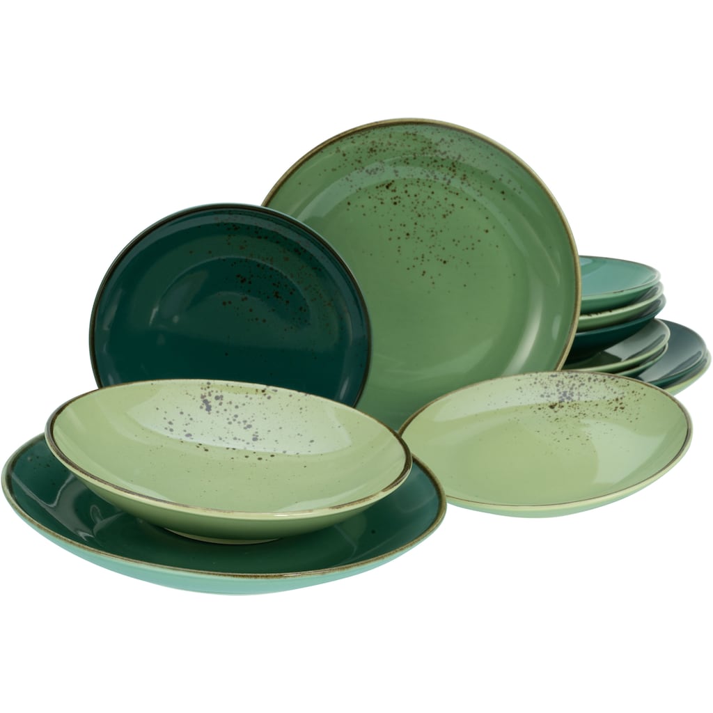 CreaTable Tafelservice »Geschirr-Set NATURE COLLECTION«, (Set, 12 tlg., Teller Set für 4 Personen)