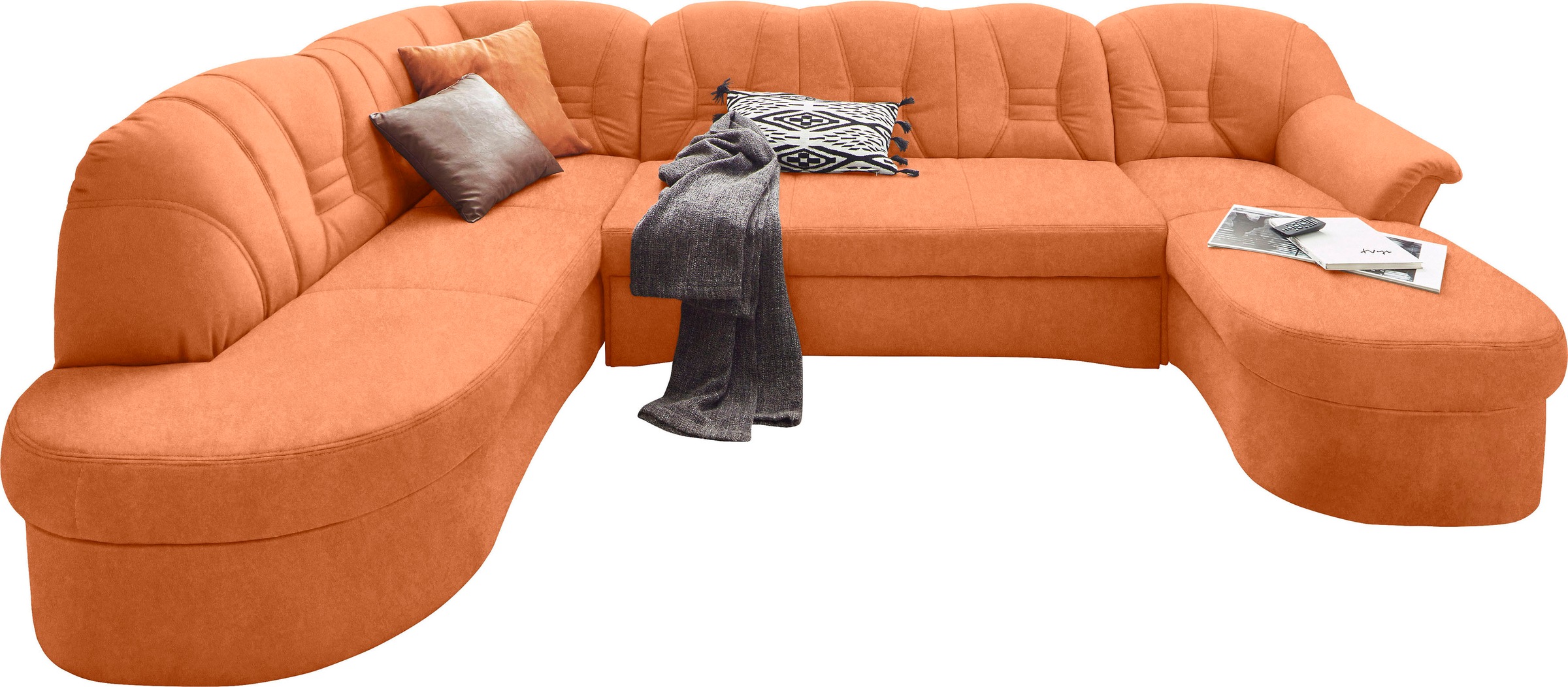 DOMO collection Wohnlandschaft »Elva, zeitlose Formensprache, elegante Rückensteppung, U-Form«, wahlweise mit Bettfunktion und Federkern