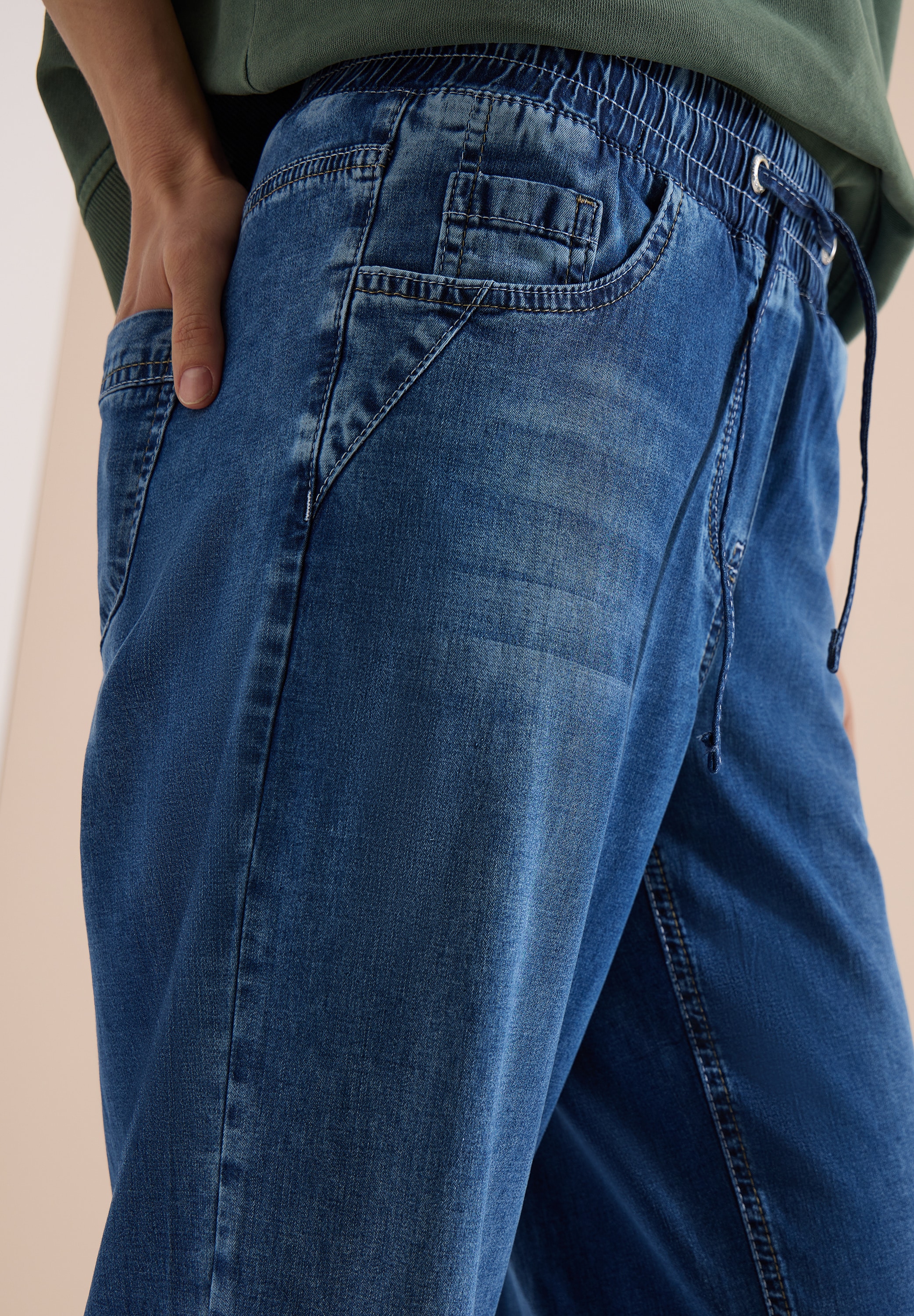 Cecil Loose-fit-Jeans »Style Neele« mit elastischem Bund und Kordelzug