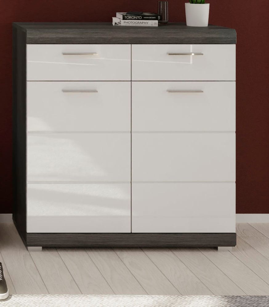 INOSIGN Schuhschrank »Siena, Breite 90 cm, 2 Türen, 2 Einlegeböden, 3 Fächer, 2 Schubkästen«, Front-Rillenfräsung, Schuhkommode, Kommode, Anrichte, Sideboard