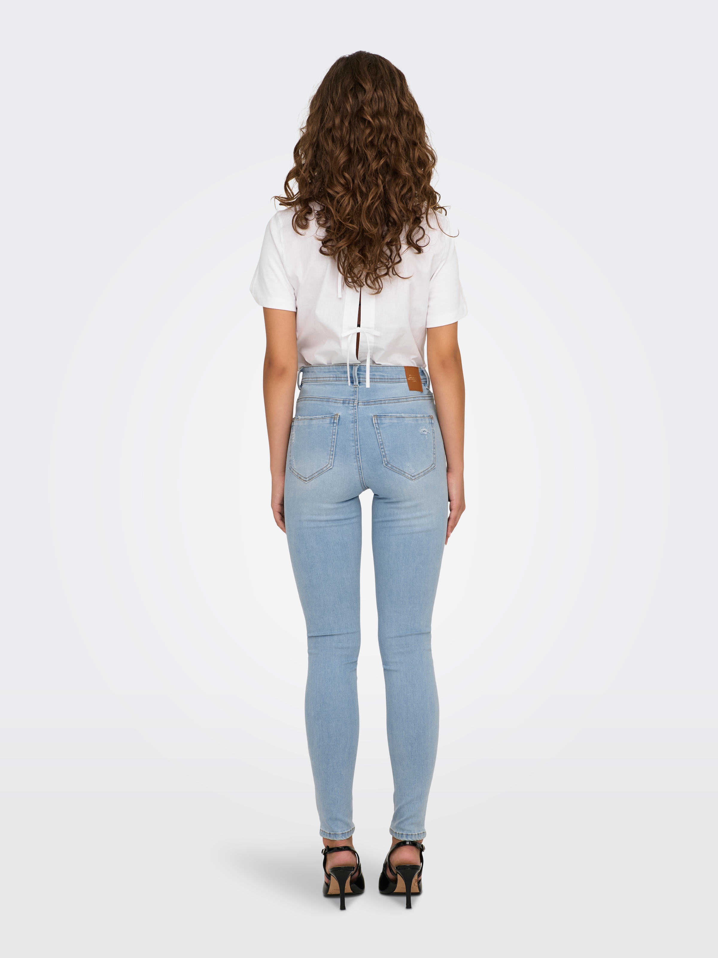 ONLY Skinny-fit-Jeans »ONLWAUW MID WAIST SK LANK DNM GUA« Materialmix, skinny fit