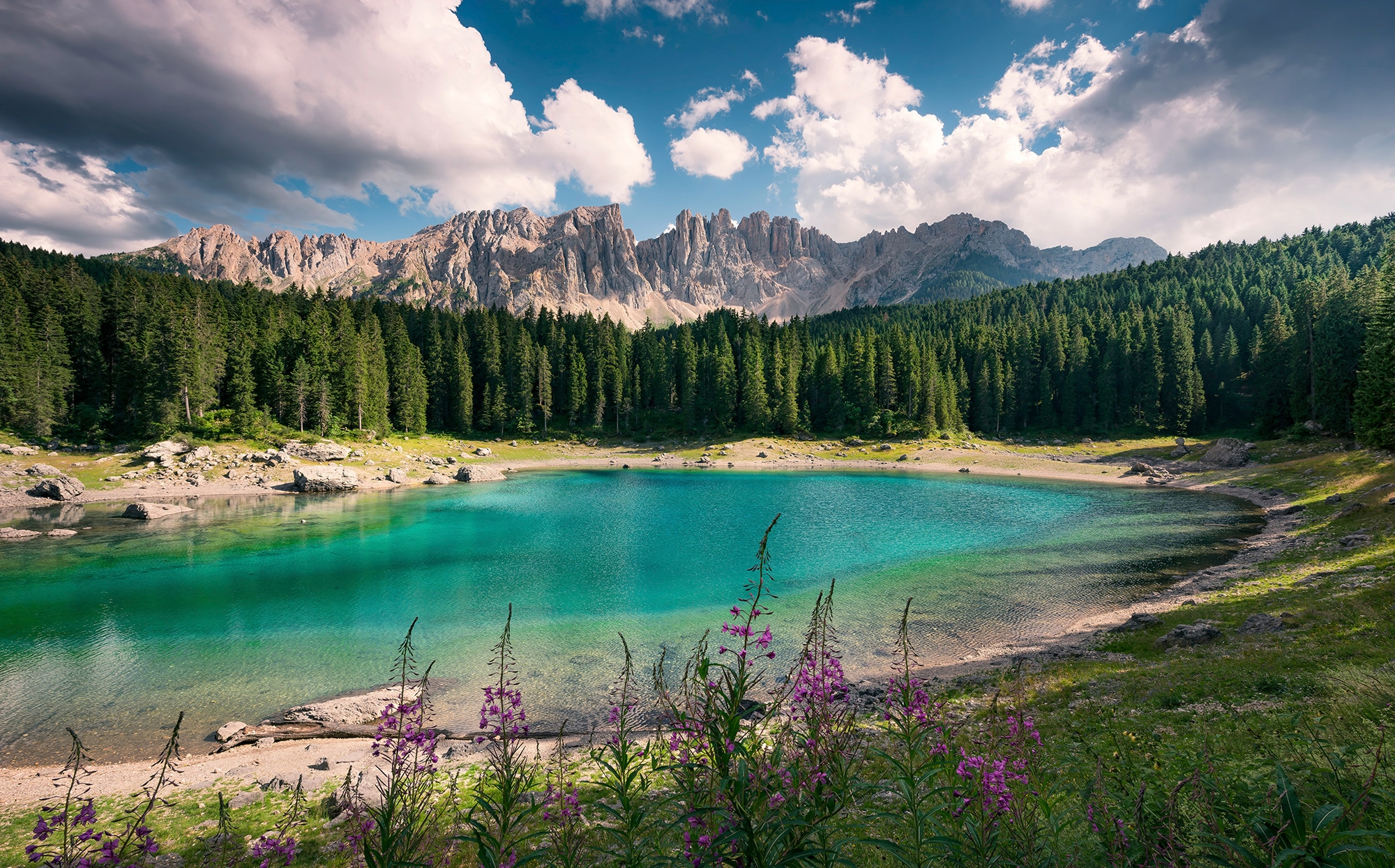 Höhe), bestellen Schlafzimmer cm OTTO online Wohnzimmer, mehrfarbig-natürlich-bedruckt, bei (Breite Fototapete »Dolomitenjuwel«, 450x280 Komar x