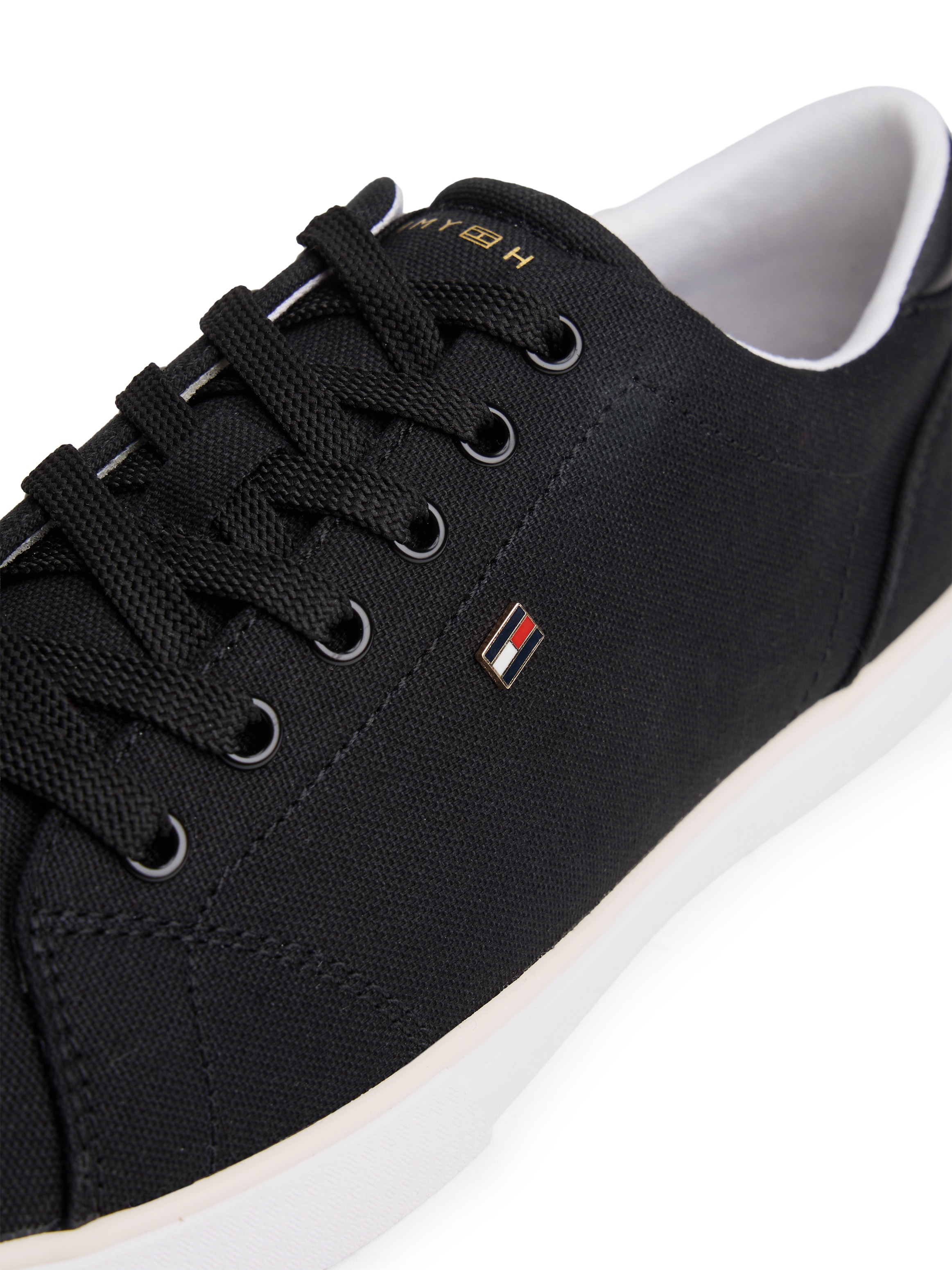 Tommy Hilfiger Plateausneaker »TH LOW PROFILE VULC CANVAS«  Halbschuh, Schnürer, Freizeitschuh mit gepolstertem Schaftrand