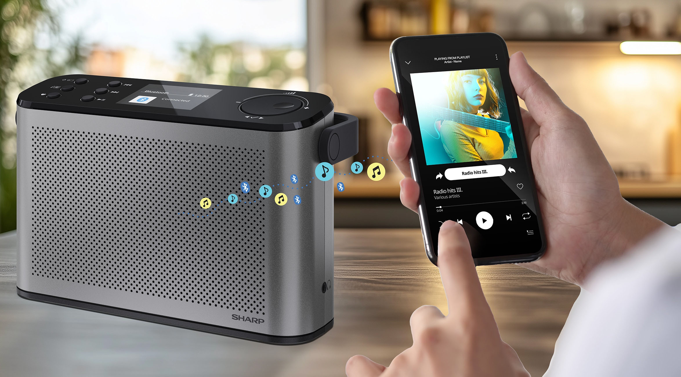 Sharp Digitalradio (DAB+) »OSAKA Stereo Tragbares Digitalradio« (A2DP Bluetooth | AVRCP Bluetooth | Bluetooth Automatische Senderverfolgung | Digitalradio (DAB+) | FM-Tuner mit RDS )