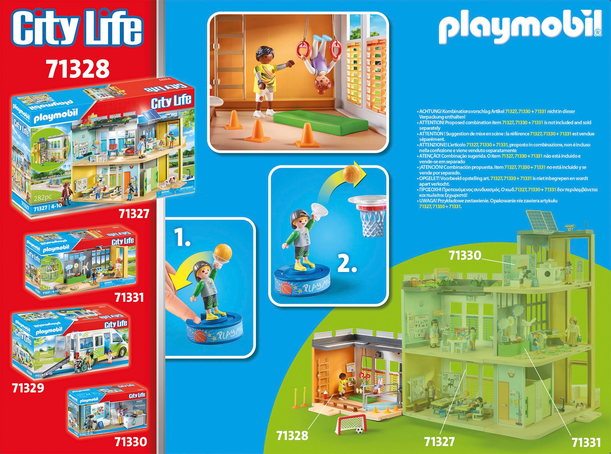 Playmobil® Konstruktions-Spielset »Anbau Turnhalle (71328), My City Life«, (72 St.), Made in Germany