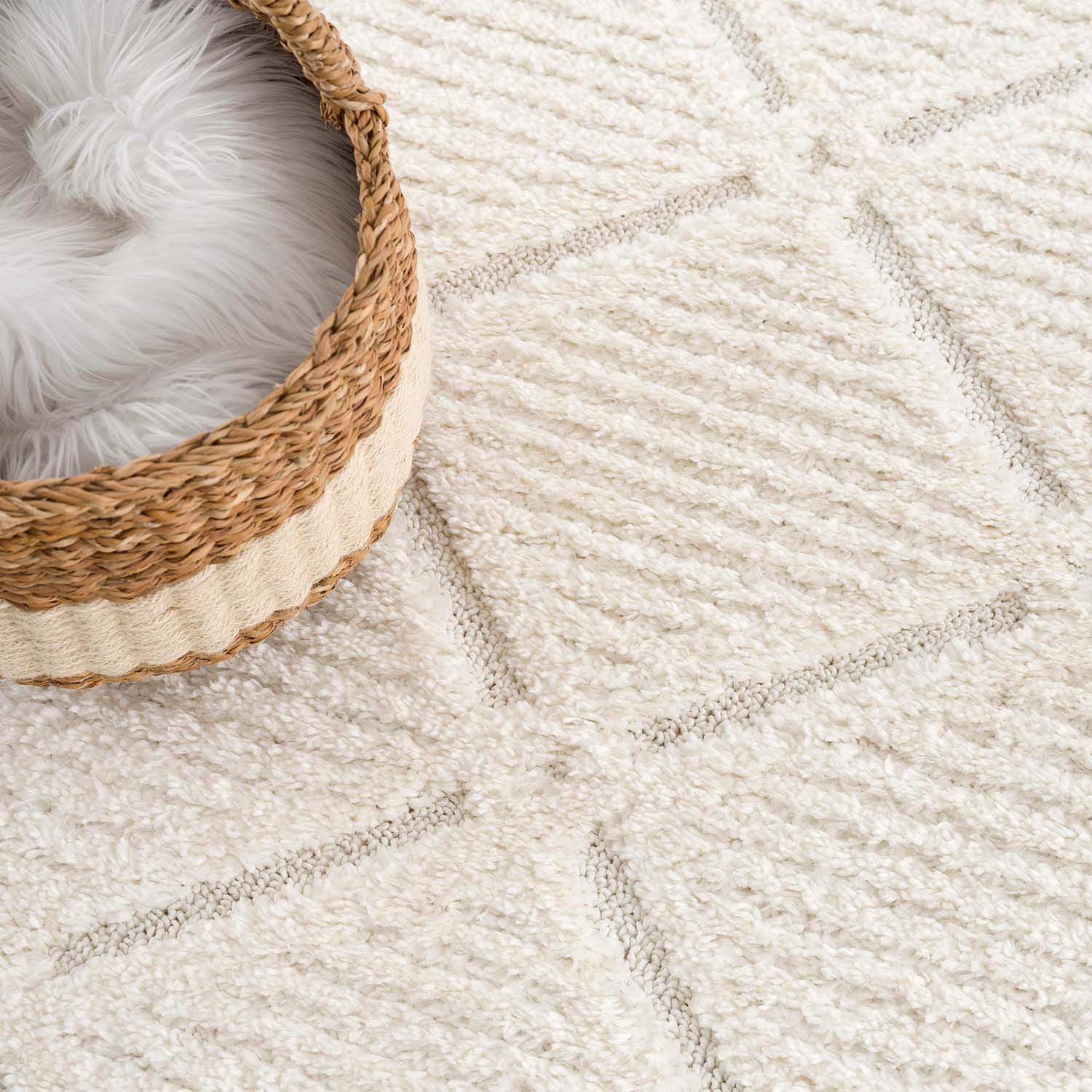 my home Hochflor-Teppich »Tammo«, rechteckig, 20 mm Höhe, Läufer, weich, uni, Rauten-Optik, Hoch Tief Struktur, Wohnzimmer