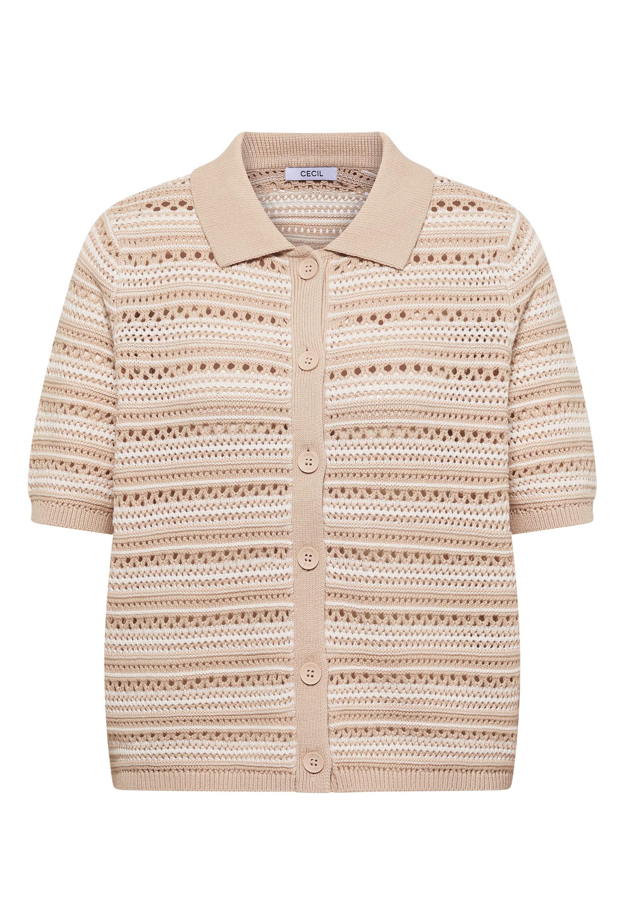Cecil Strickjacke Kurzarm Cardigan mit Polokragen