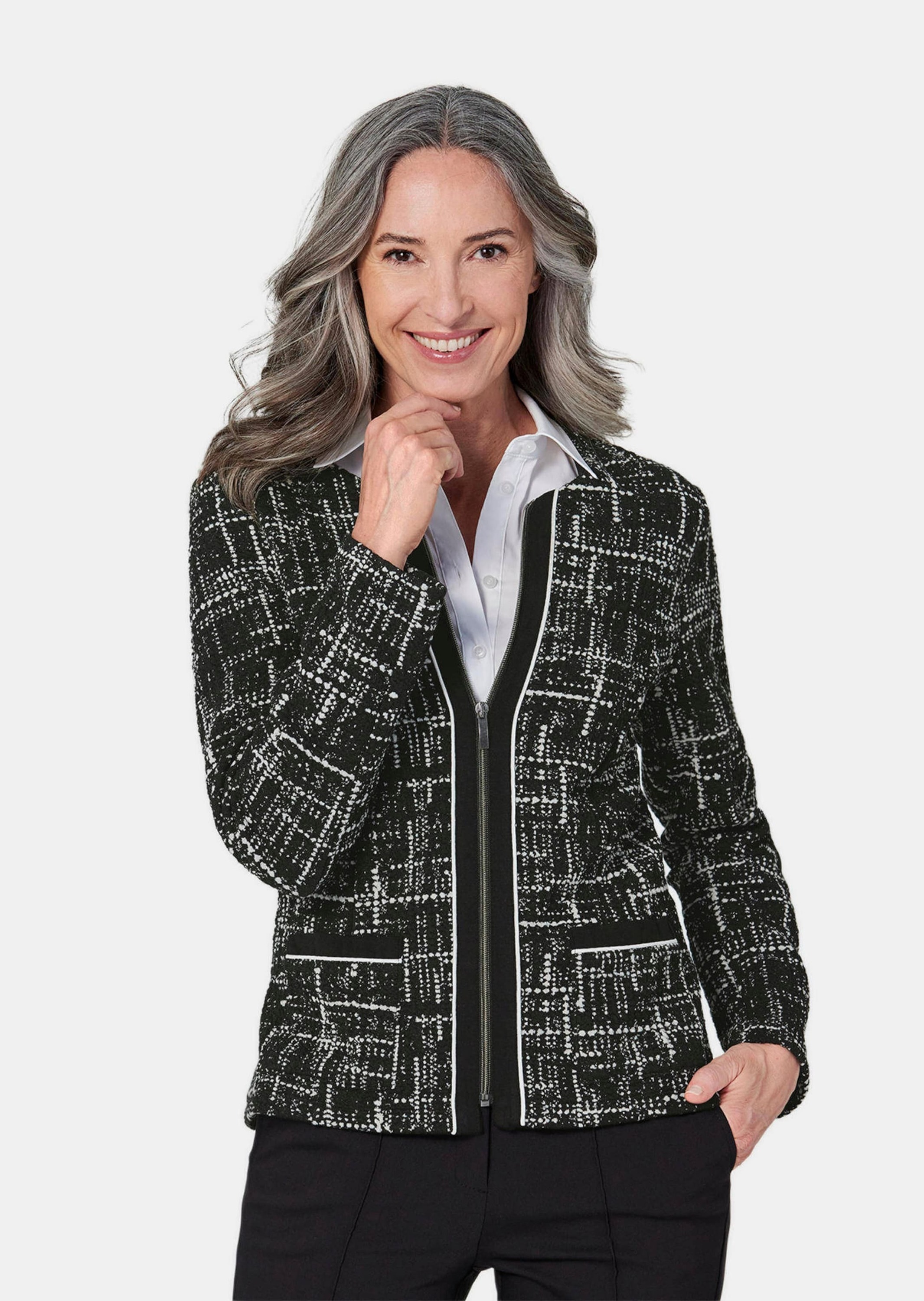 GOLDNER Kurzjacke »Kurzgröße Leichte Jacke in Jersey Jacquard«