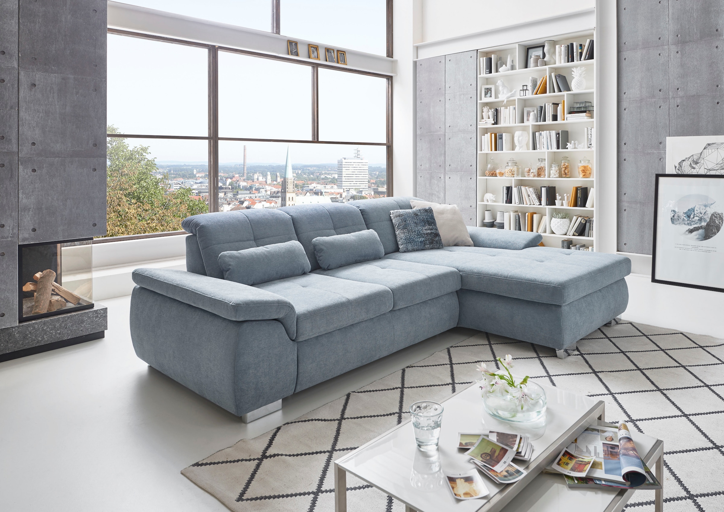 Die PlanBar Ecksofa »MP-IN16037 L-Form, Breite 289 cm, mit Kaltschaum-Polsterung« mit Sitztiefenverstellung & Zierkissen