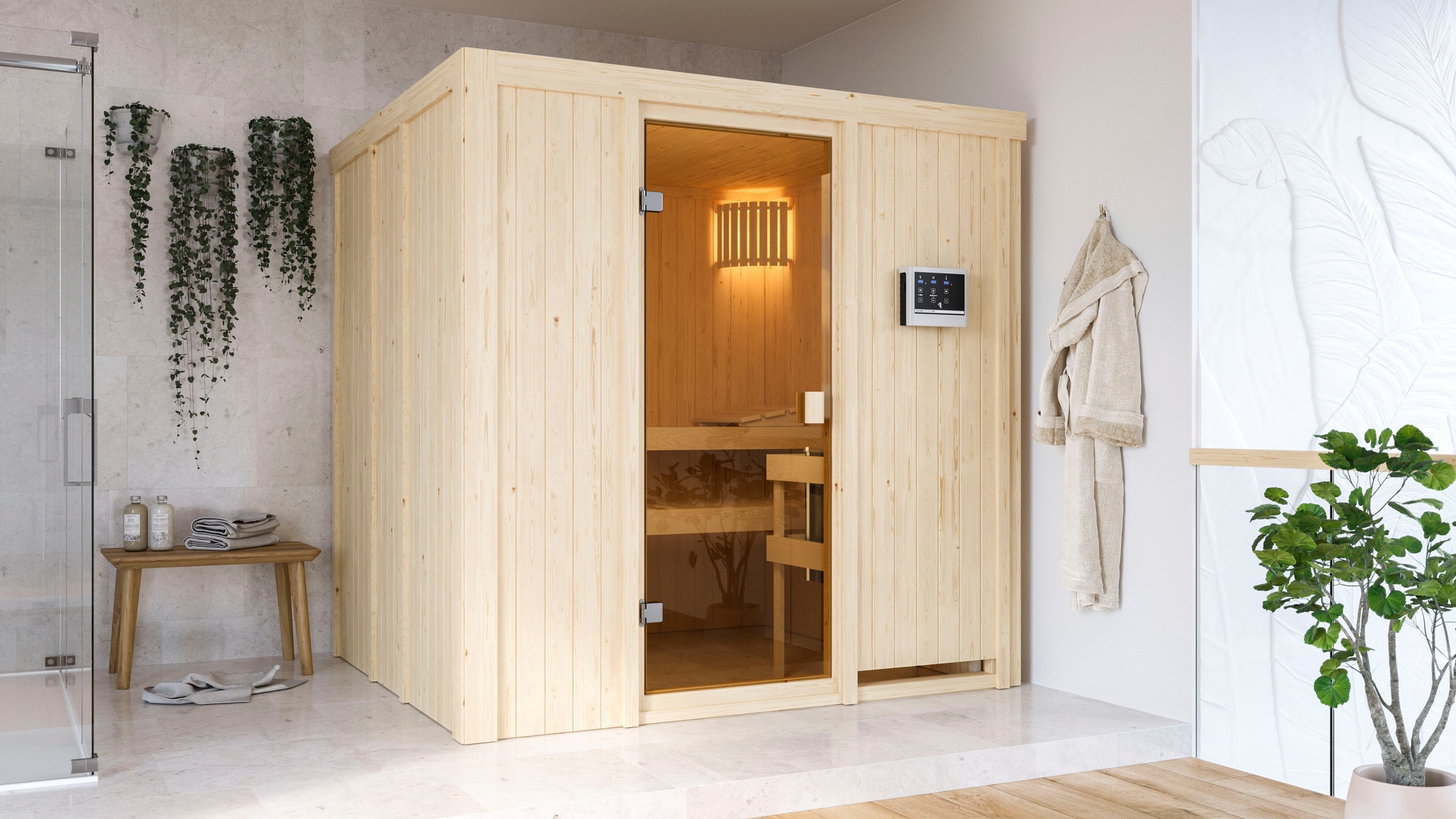 Karibu Sauna »Tromsö« Ofen 9 kW Bio externe Strg easy