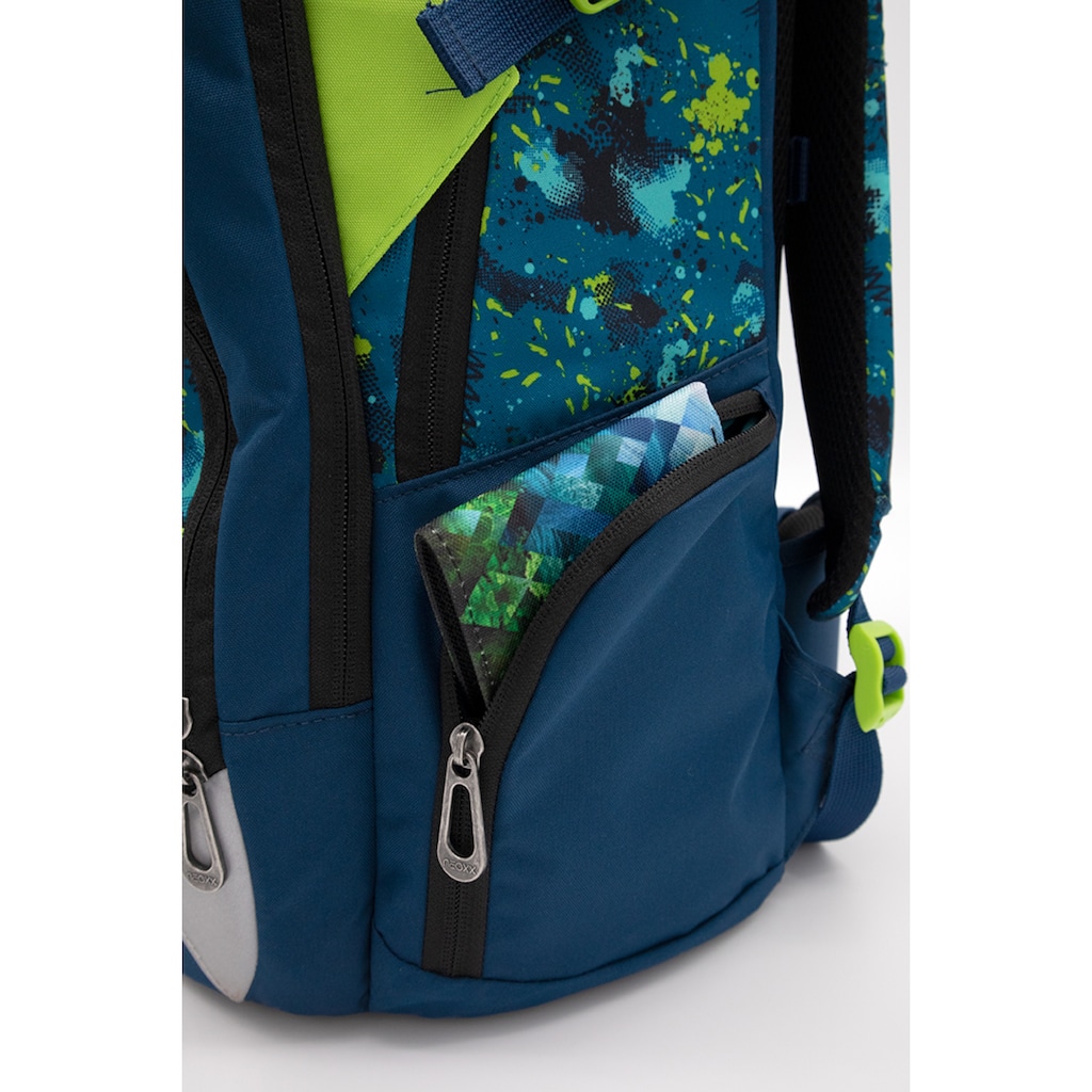 neoxx Schulrucksack »Active, Petrol Extrem«, reflektierende Details, aus recycelten PET-Flaschen