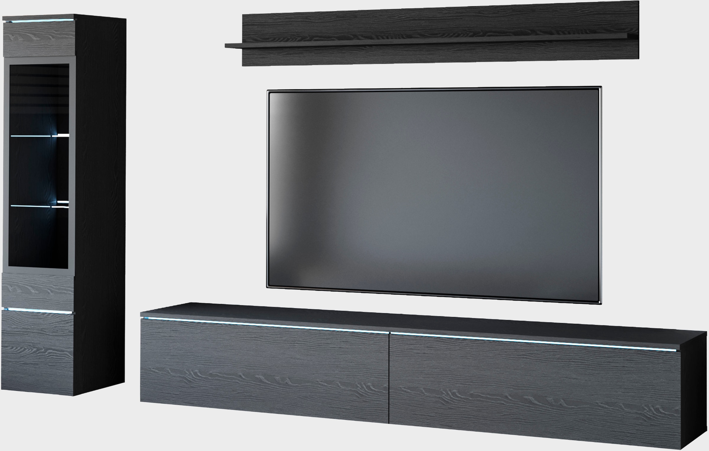 INOSIGN Wohnwand »VERA I, Vitrinen Türanschlag links/rechts wechselbar« Komplett-Set, 3 Stk. tlg. Vitrine mit Verglasung, stehend und hängend, Türanschlag wechselbar