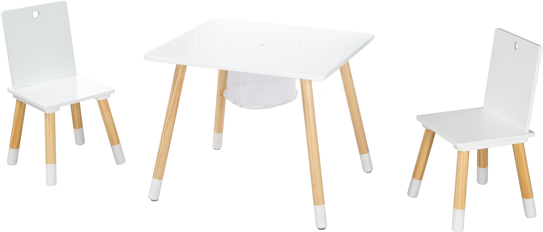 roba® Kindersitzgruppe »Sitzgruppe mit Aufbewahrungsnetz, weiß«, aus Holz