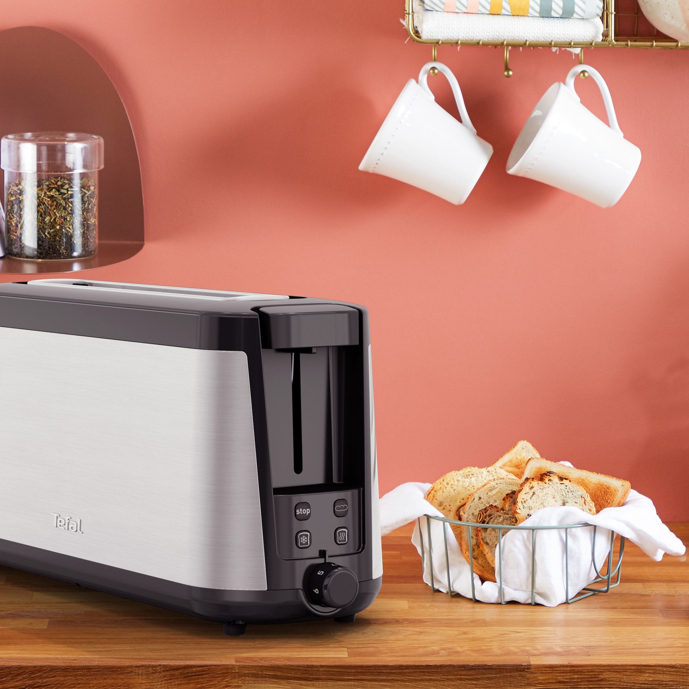 Tefal Toaster »TL4308 Element«, 1 langer Schlitz, 1000 W, 4 Einstellungen, Langschlitz, mit integriertem Brötchenaufsatz