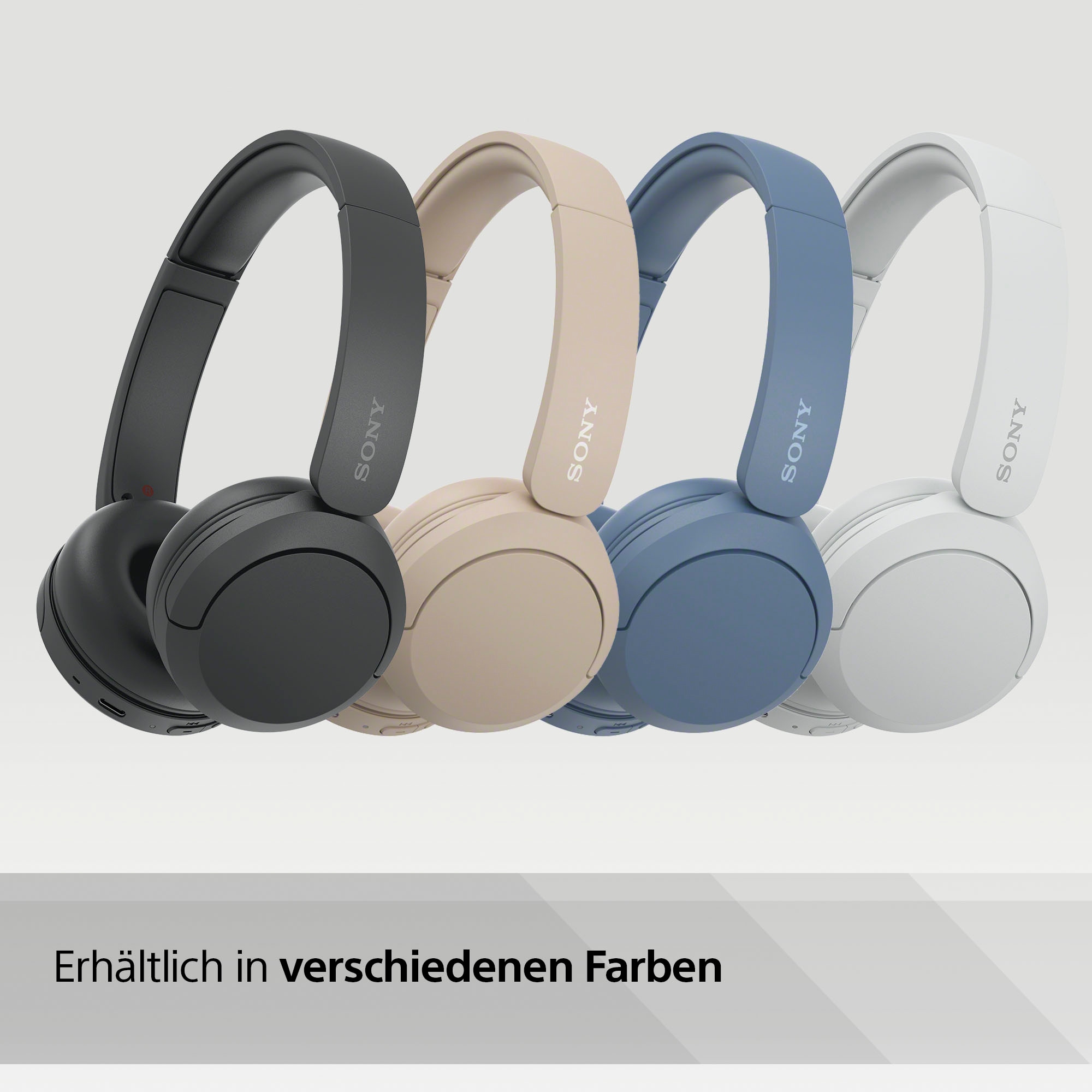 Sony Bluetooth-Kopfhörer »WHCH520«, Bluetooth, Noise-Cancelling-Active Noise Cancelling (ANC)-Freisprechfunktion-Rauschunterdrückung-Sprachsteuerung-kompatibel mit Siri, 200 Std. Max. Akkulaufzeit (Standby)