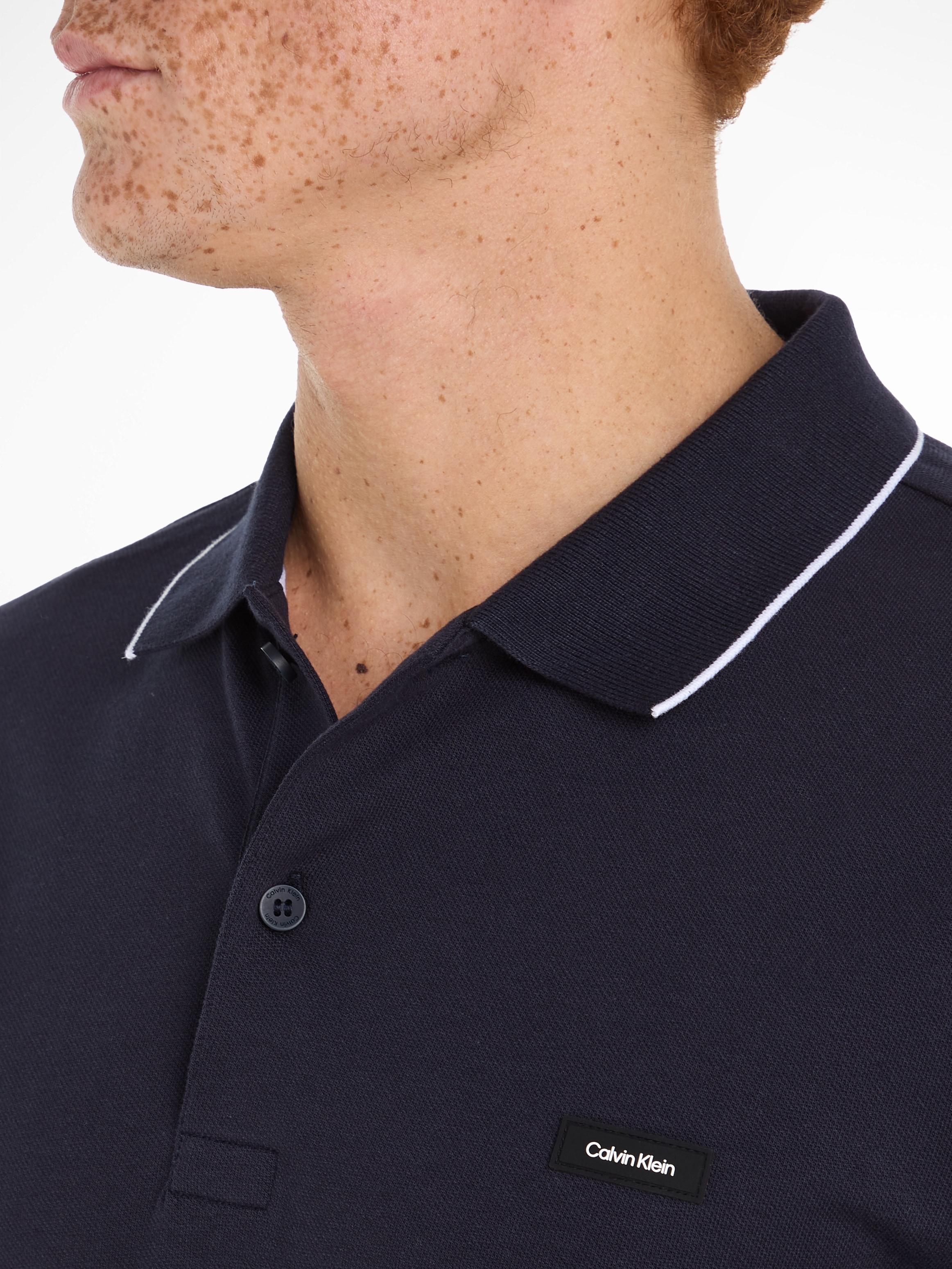 Calvin Klein Poloshirt »STRETCH PIQUE TIPPING POLO«, mit Streifendetail am Kragen
