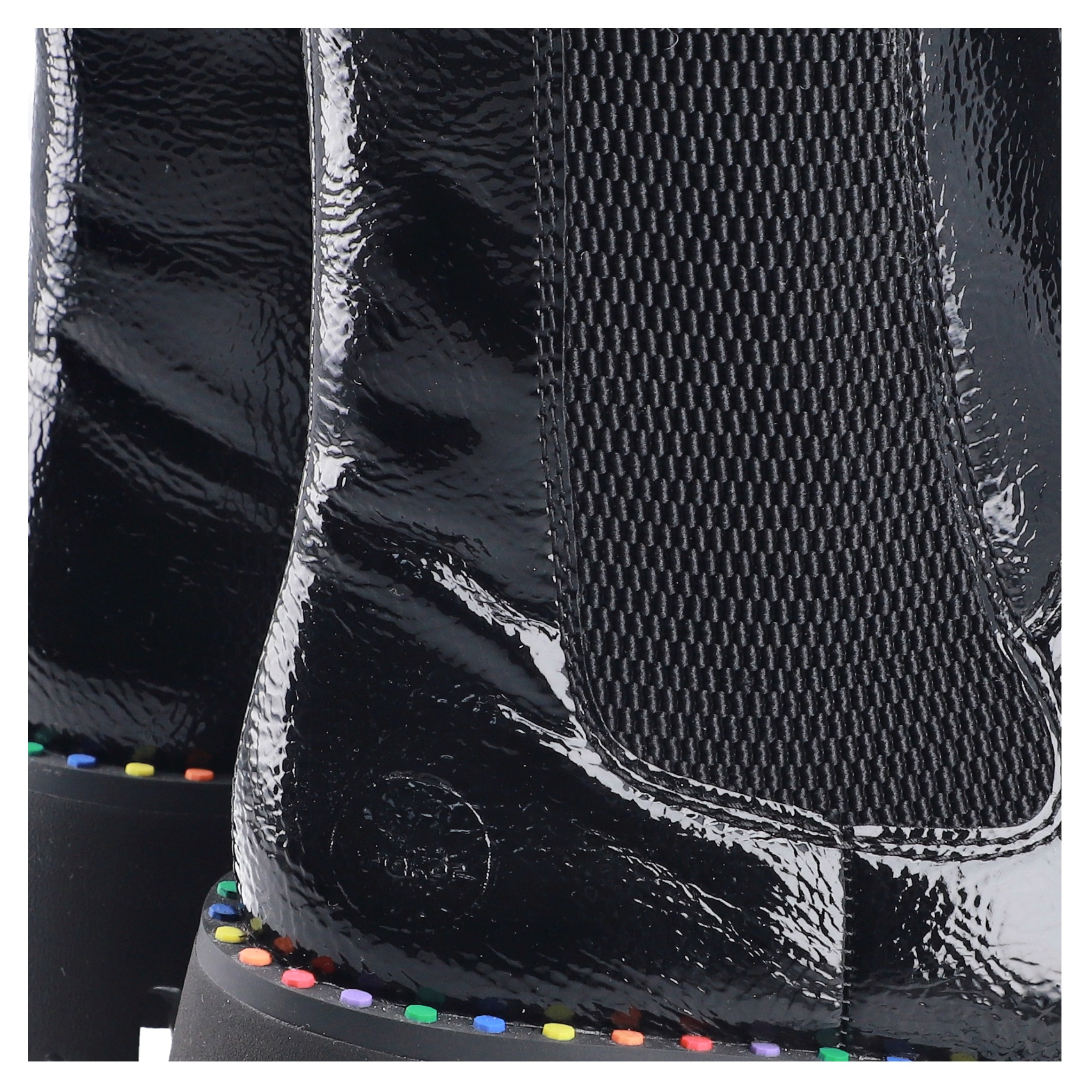 Rieker Winterstiefelette  Plateauboots, Winterboots, Lack-Stiefelette mit buntem Sohlenrand