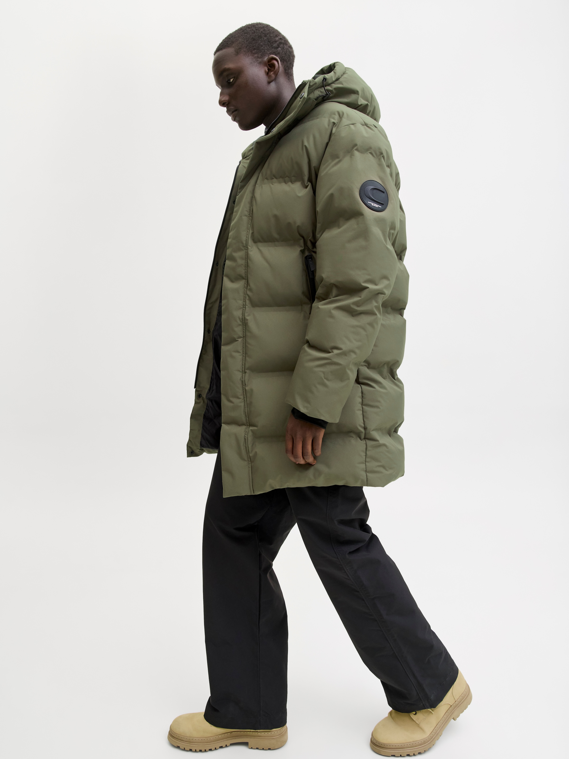 Jack & Jones Steppjacke »JCOFUSION LONG PUFFER JACKET« mit Kapuze in langer Form